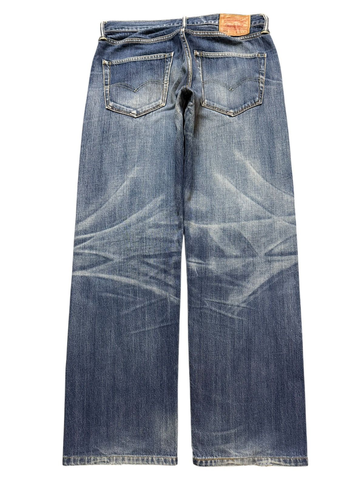 Levi's Vintage Y2K Levis 503 Blue Bleached Distress Wide Leg Loose Size US 33 - 2 Thumbnail