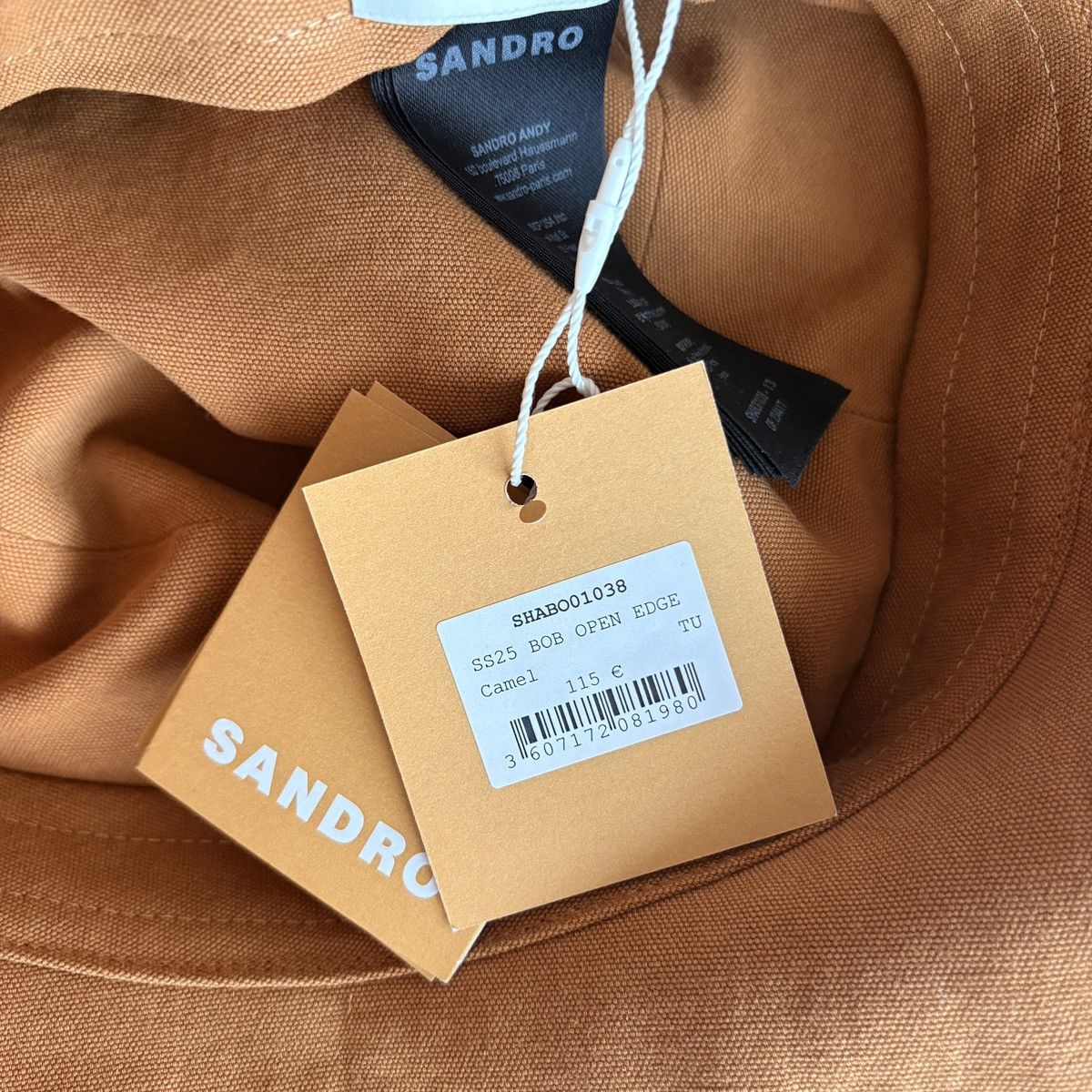 Sandro Sandro raw edge unisex hat - camel Size ONE SIZE - 6 Thumbnail