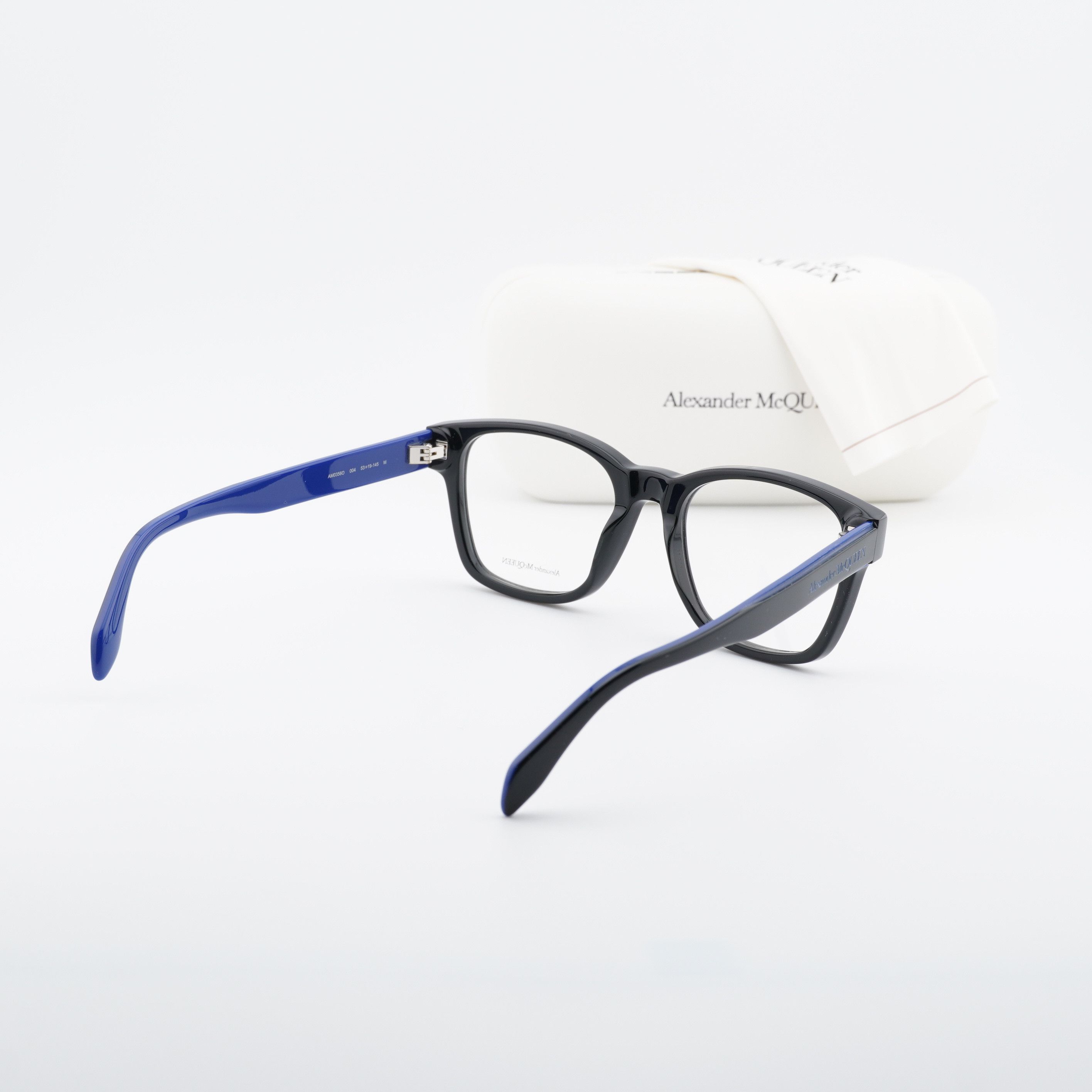 Alexander McQueen Alexander McQueen AM0356O 004 Eyeglasses Black/Blue 53mm Size ONE SIZE - 10 Thumbnail