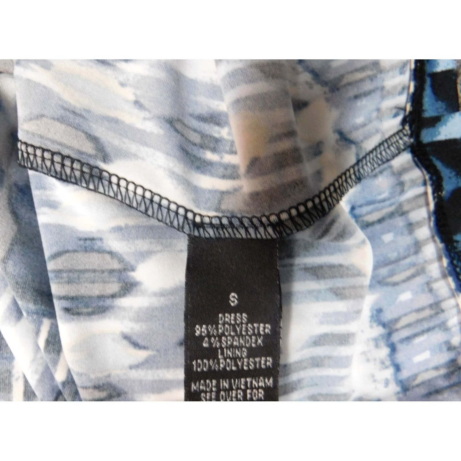 Vintage AB Studio Dress Womens Small Pullover A-Line Long Sleeve Knit Blue Knee Length Raglan Pattern Striped rayon Polyester Stretch Size S / US 4 / IT 40 - 6 Thumbnail