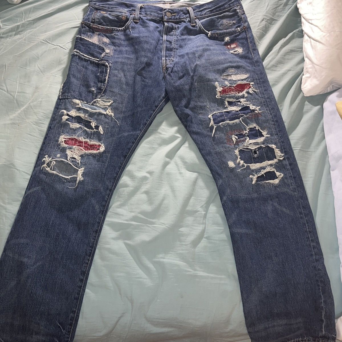 Polo Ralph Lauren Classic Fit Bandana Distressed Jeans