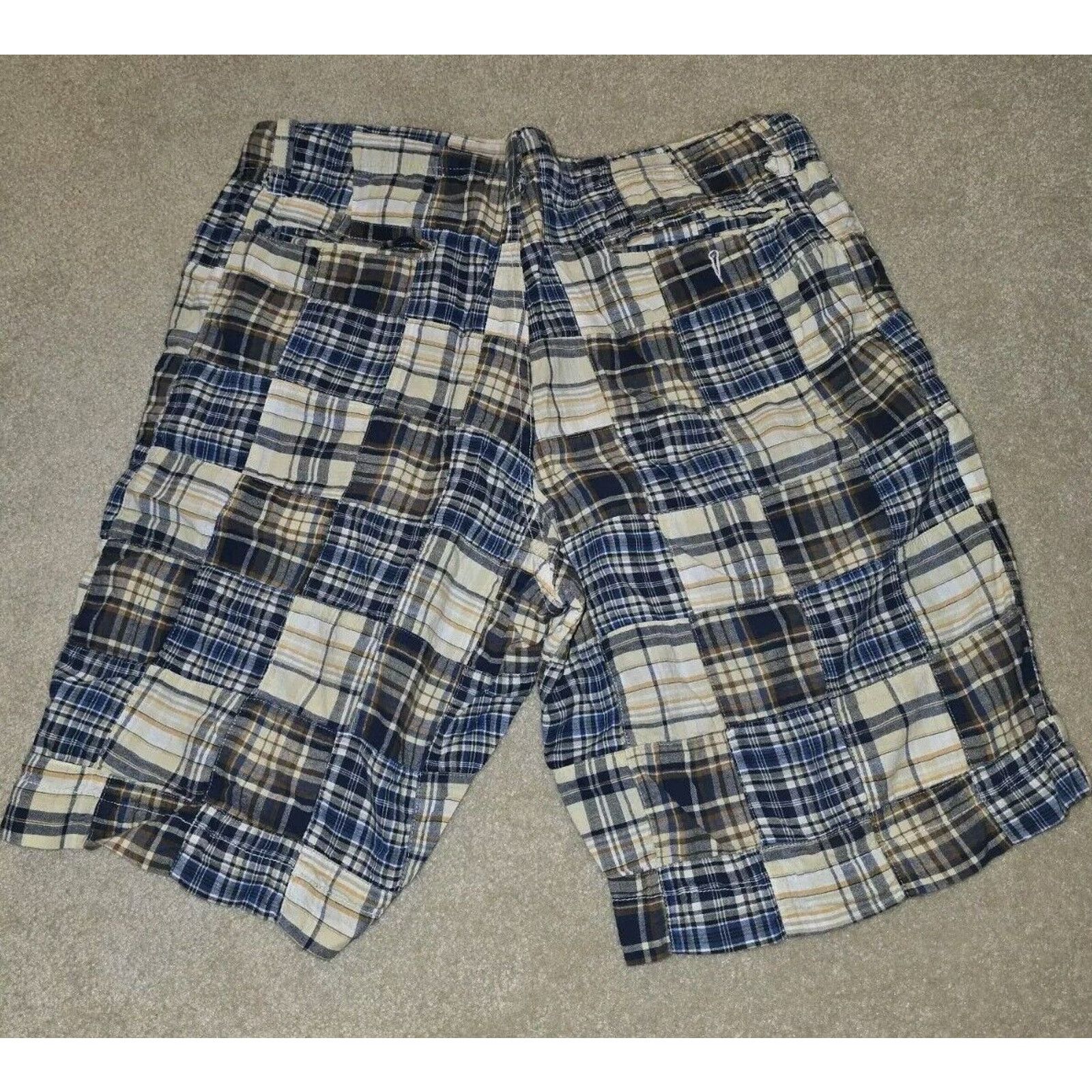 J.Crew J. Crew Field Shorts Mens 35 Blue Patchwork Plaid Drawstring Size US 35 - 2 Thumbnail