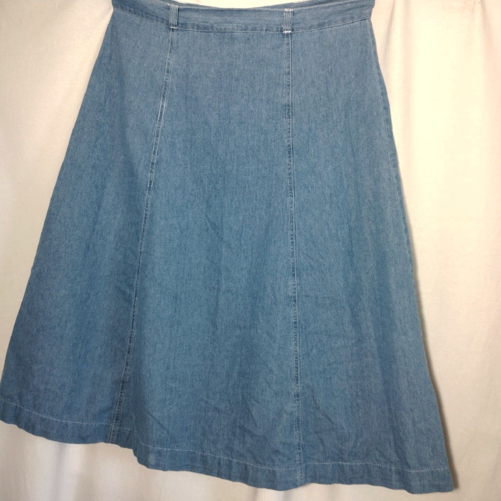 Denime VINTAGE Denim Republic Women's Long Chambray Skirt L Blue A-Line Casual Modest 90s Size 36" / US 14 / IT 50 - 2 Thumbnail