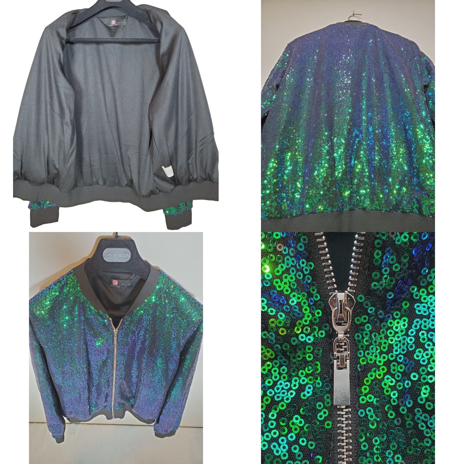 Vintage Kancy Kole Green Sequin Front Zip Long Sleeve Party Bomber Jacket Women's L Size L / US 10 / IT 46 - 8 Thumbnail