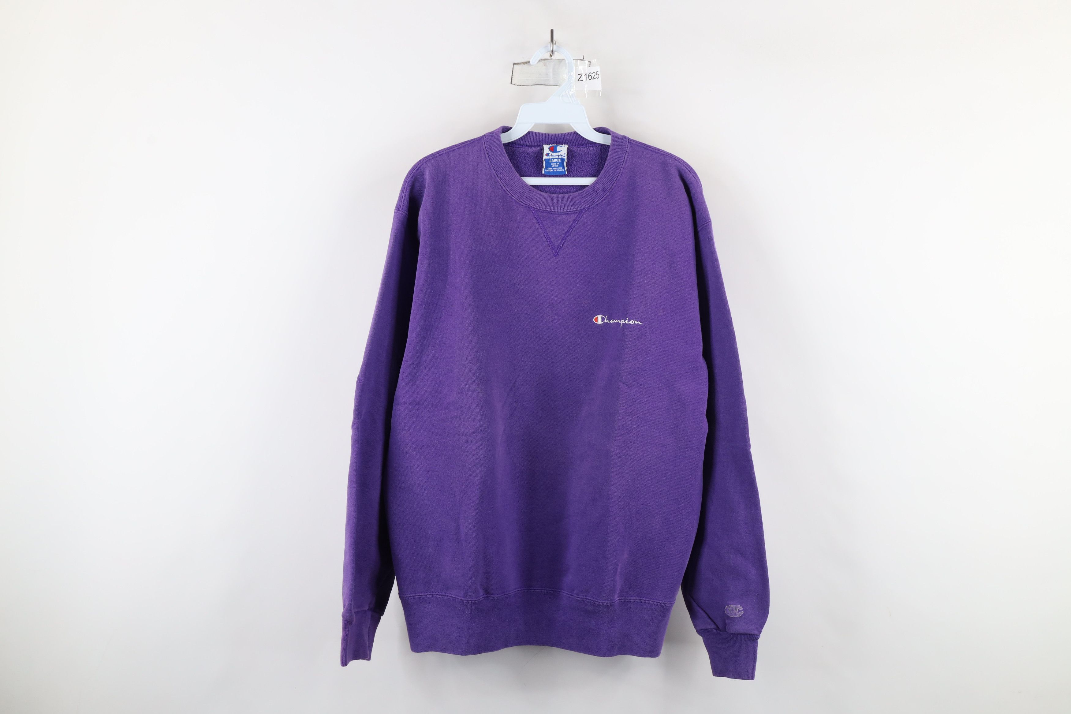 Champion × Vintage Vintage 90s Champion Spell Out Crewneck Sweatshirt Purple Size US L / EU 52-54 / 3 - 1 Thumbnail