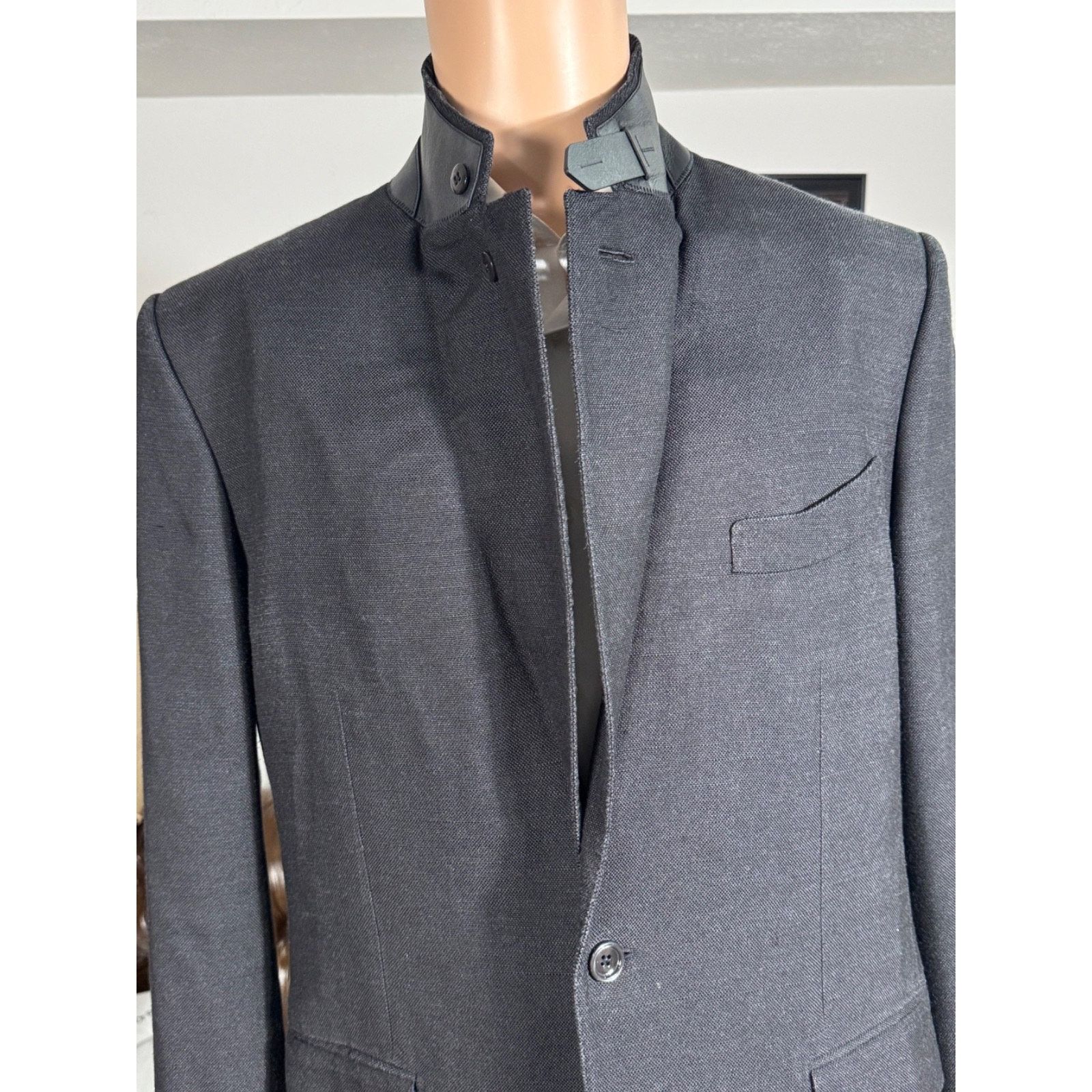 Tom Ford Tom Ford Atticus Silk Leather Black Blazer Storm Collar 44R Size 44R - 10 Thumbnail