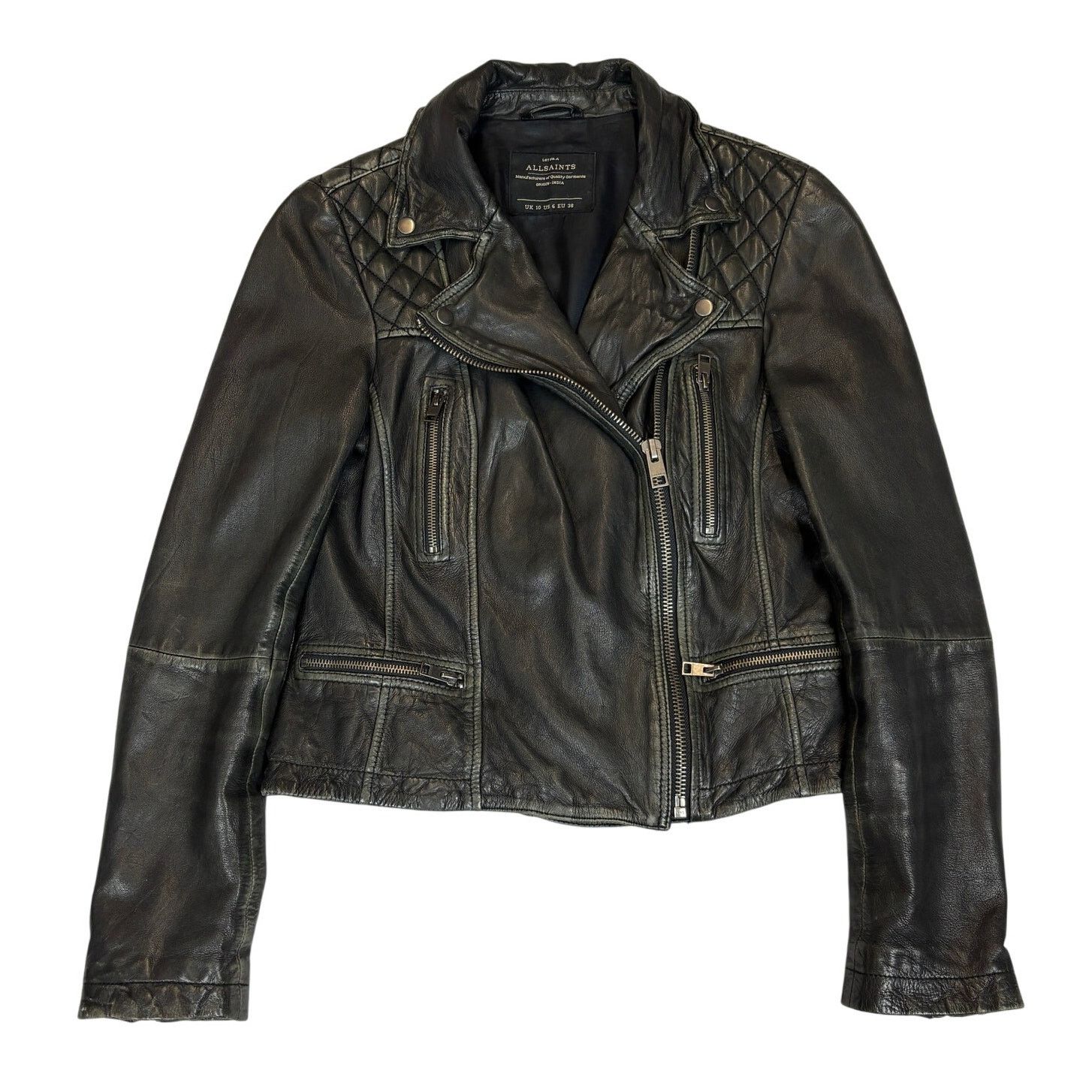 Allsaints Allsaints Cargo Biker Leather Jacket Women's 6 Quilted Size M / US 6-8 / IT 42-44 - 1 Thumbnail