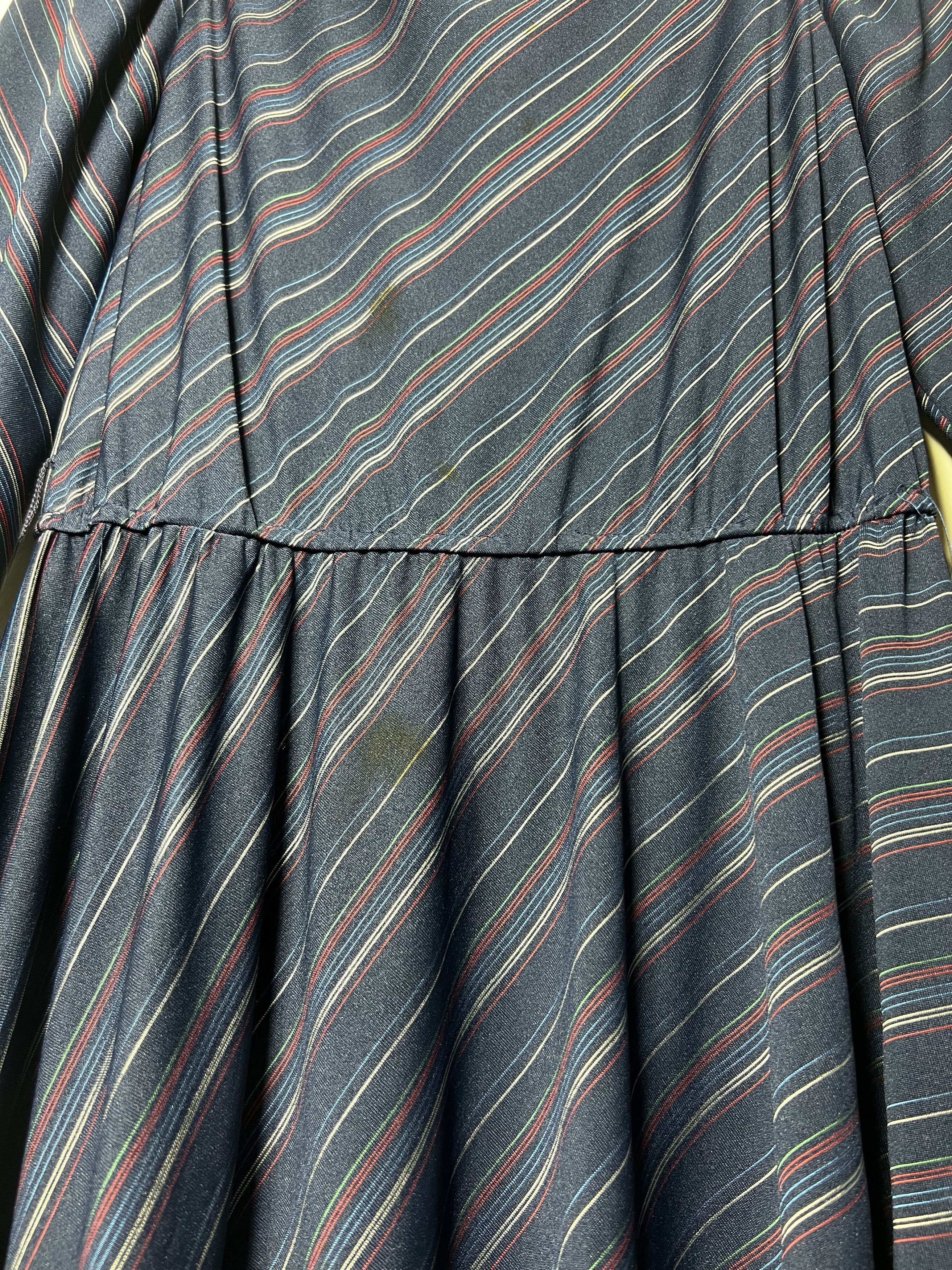 Other × Vintage Vintage 70's-80's S.L. Petites Blue Stripe Long Sleeve Dress Size M / US 6-8 / IT 42-44 - 7 Thumbnail
