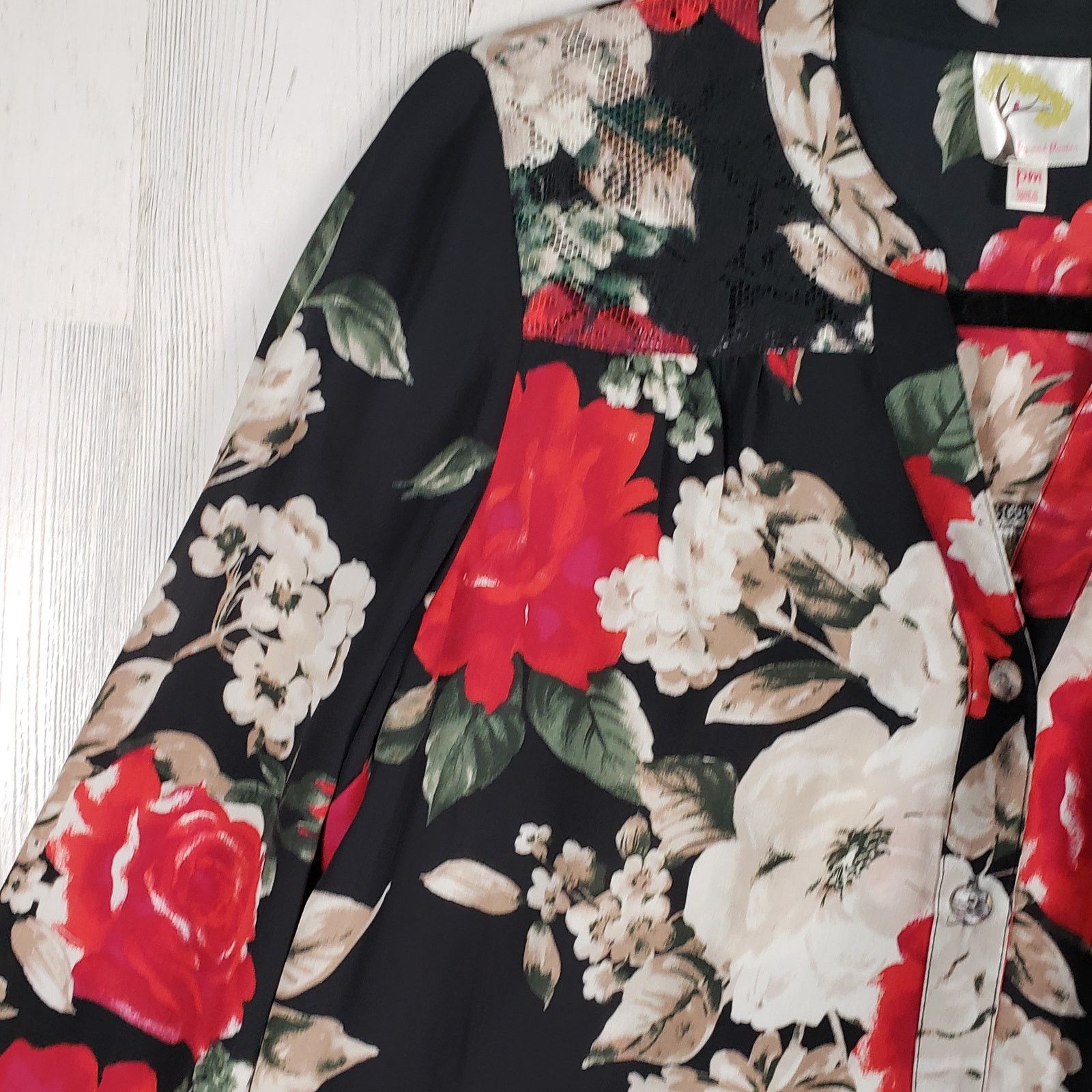 Other Fig + Flower Floral Long Sleeve Button Down Petite Medium PM Size M / US 6-8 / IT 42-44 - 3 Thumbnail