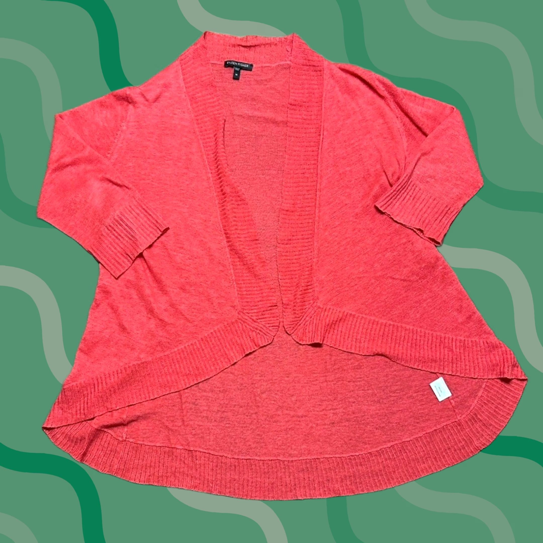 Eileen Fisher Eileen Fisher Cardigan Womens M Pink Linen Salmon Open Front Sleeve Women Size M / US 6-8 / IT 42-44 - 1 Thumbnail