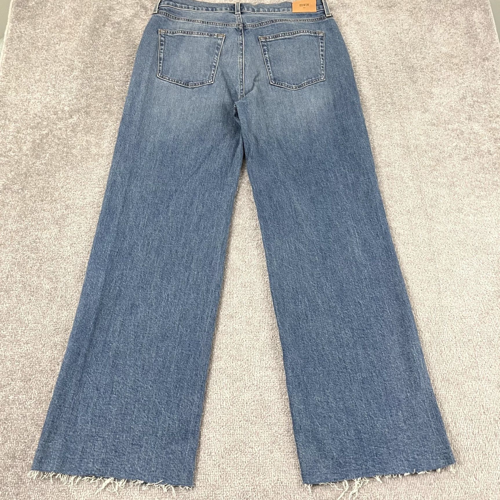 Edwin VINTAGE Edwin Jeans Womens 31x33 Light Blue Denim Wide Leg Organic Cotton Frayed Hem Size 24" / US 00 / IT 34 - 5 Thumbnail