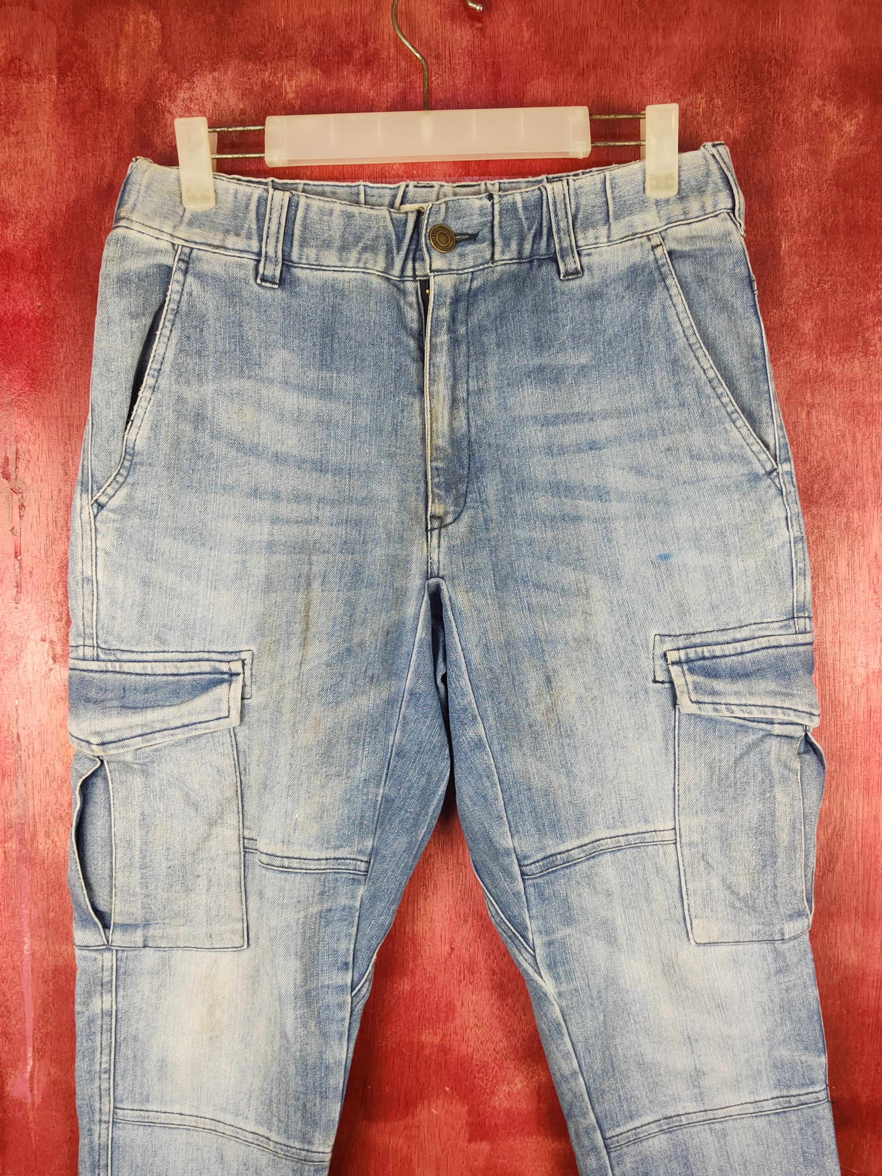 Japanese Brand Oilcake Blue Distressed Multipocket Jogger Jeans #S1879 Size US 30 / EU 46 - 2 Thumbnail