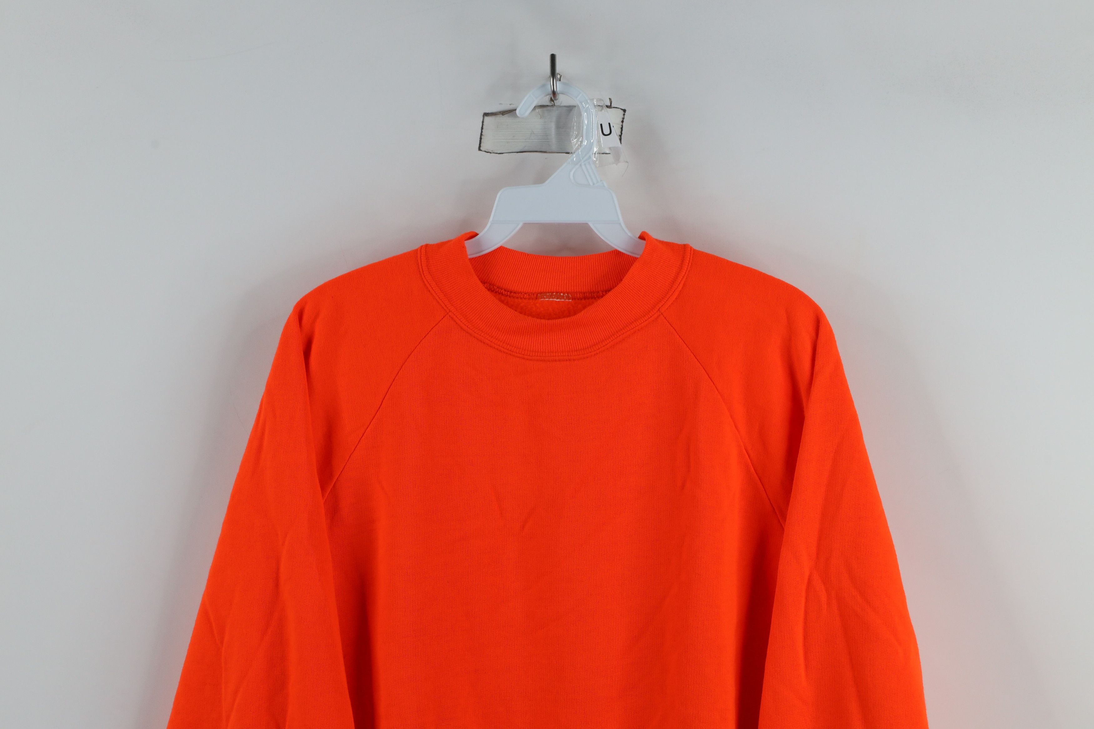 Vintage Vintage 80s 90s Streetwear Blank Sweatshirt Blaze Orange Size US XL / EU 56 / 4 - 2 Thumbnail
