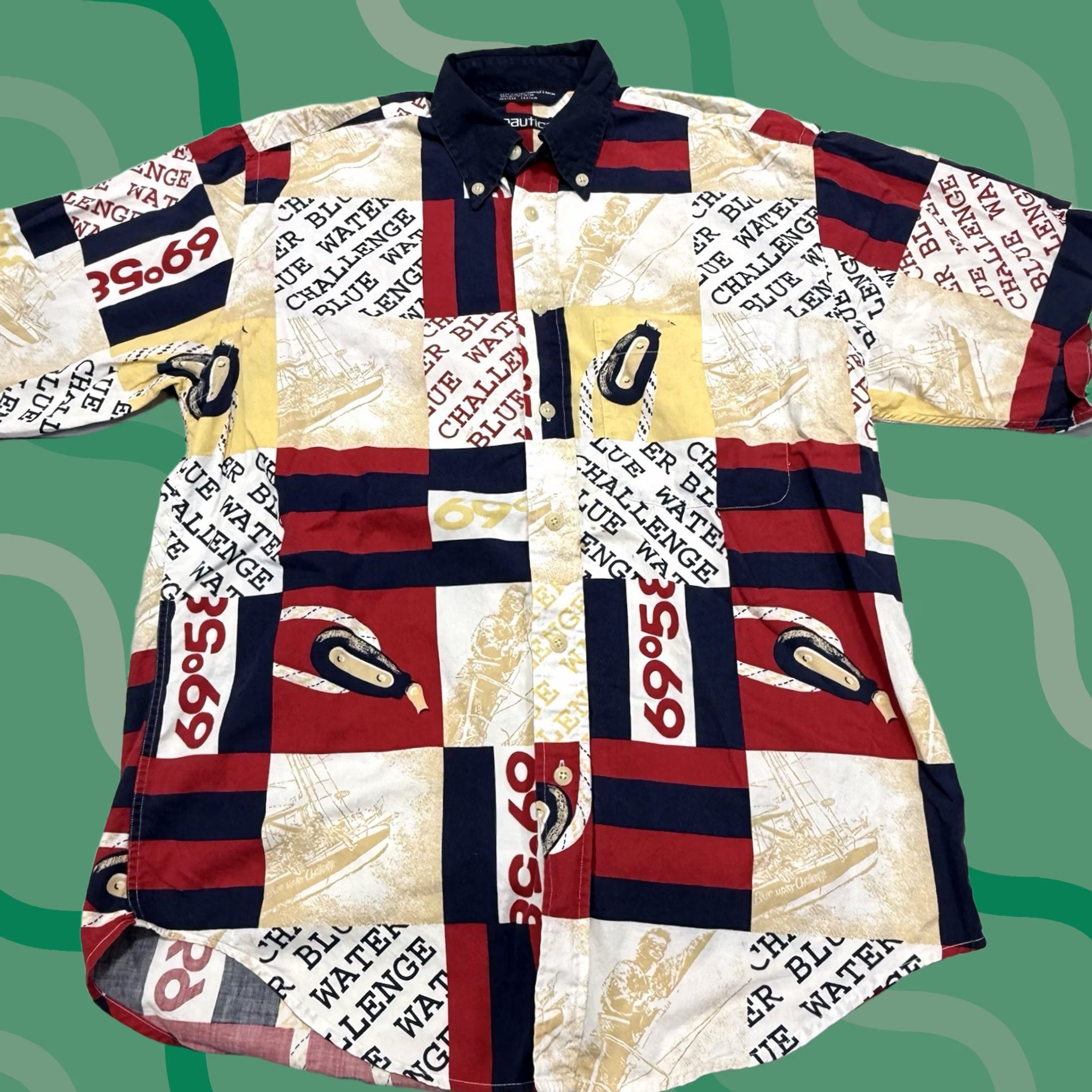 Nautica Nautica Shirt Nautica Water Challenge VTG 90s Button-Up Long Sleeve Multicolor Size US M / EU 48-50 / 2 - 1 Thumbnail