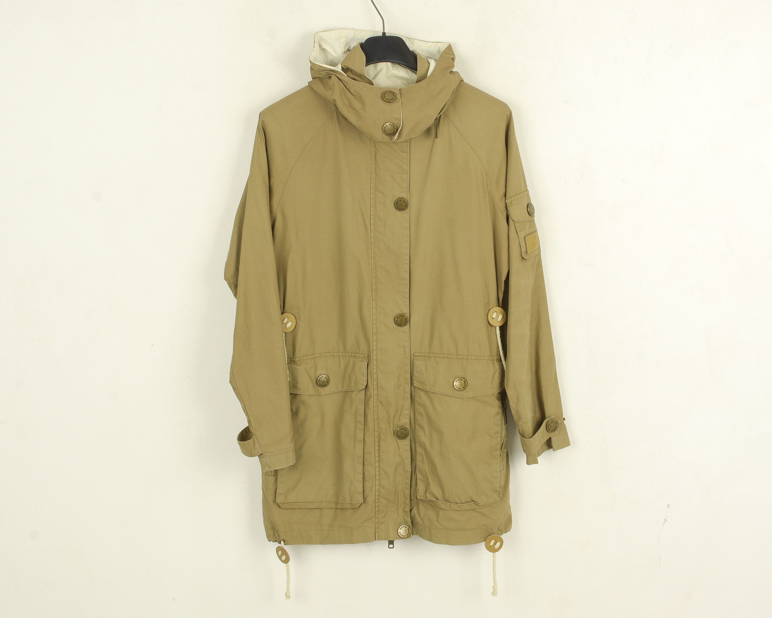 Makia Coat Jacket Women XS Beige Long Raincoat Cotton Hooded Size XS / US 0-2 / IT 36-38 - 1 Thumbnail