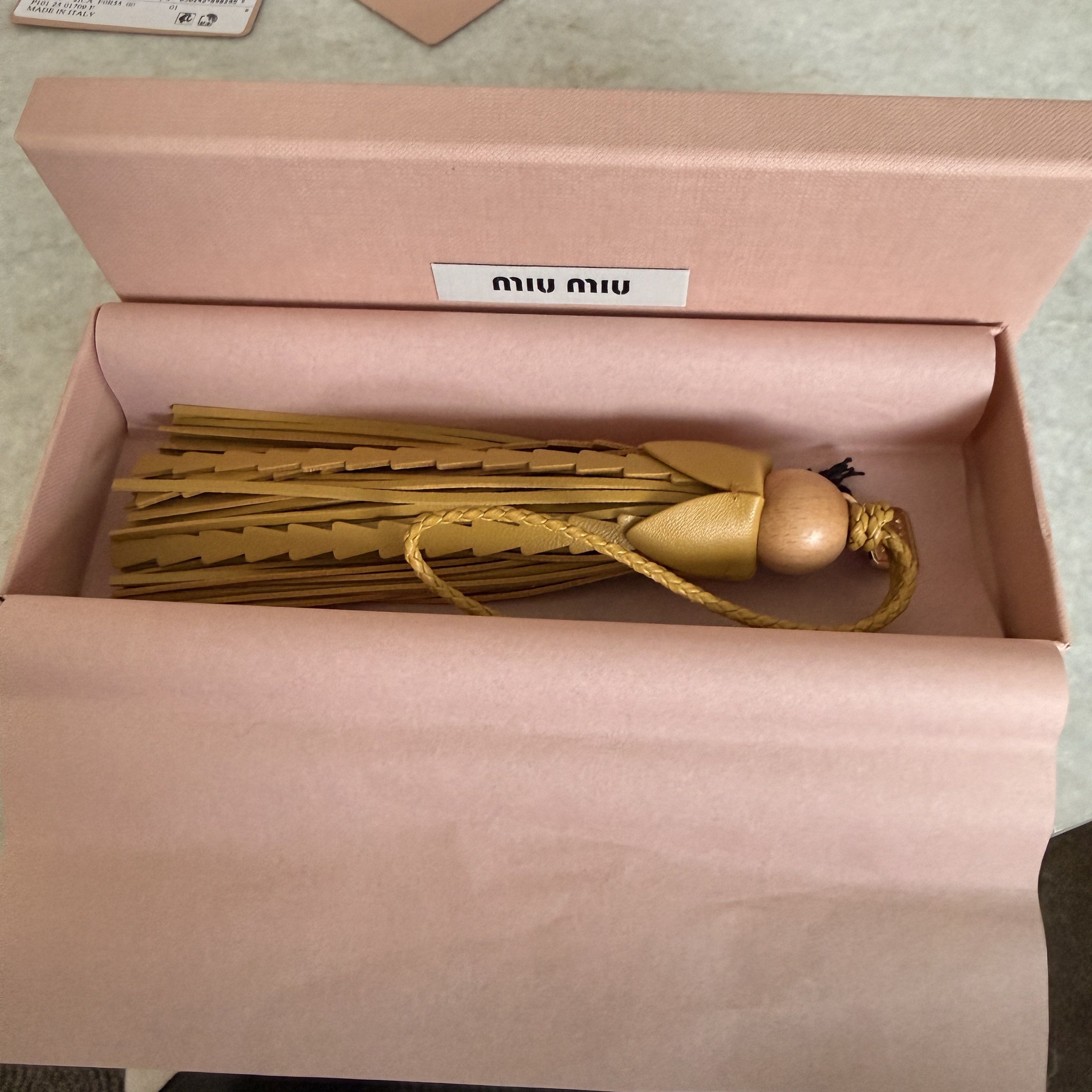 Miu Miu Miu Miu 5TL542 Tassel Leather Bag Charm Trick Whiskey Brown Size ONE SIZE - 8 Thumbnail