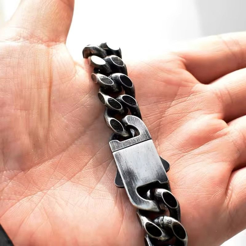 Jewelry Antique Black Plated Thick Chain Bracelet Size ONE SIZE - 1 Thumbnail