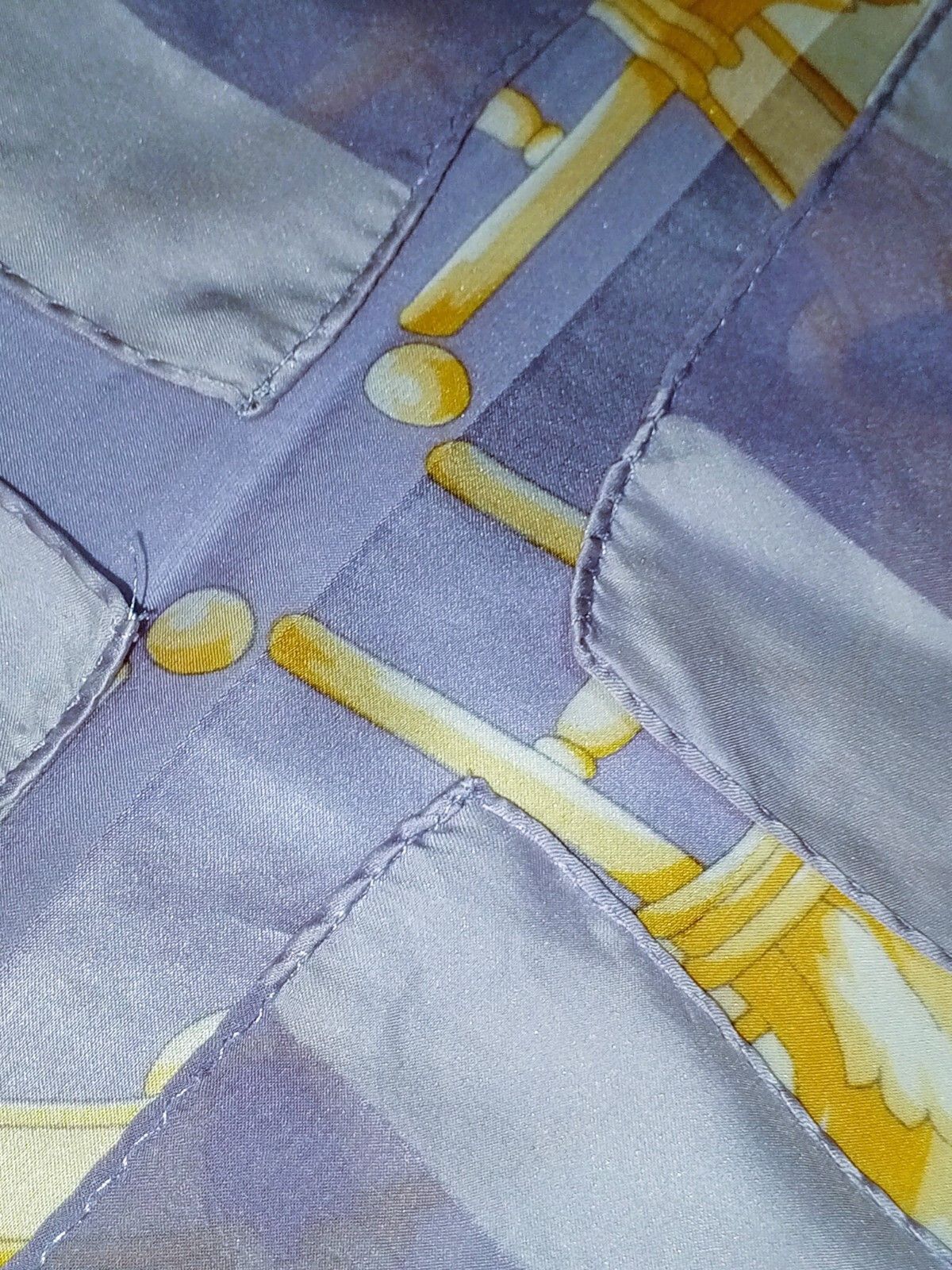 Balenciaga BALENCIAGA PARIS Victorian Purple Gold Silk Scarf Size ONE SIZE - 13 Thumbnail