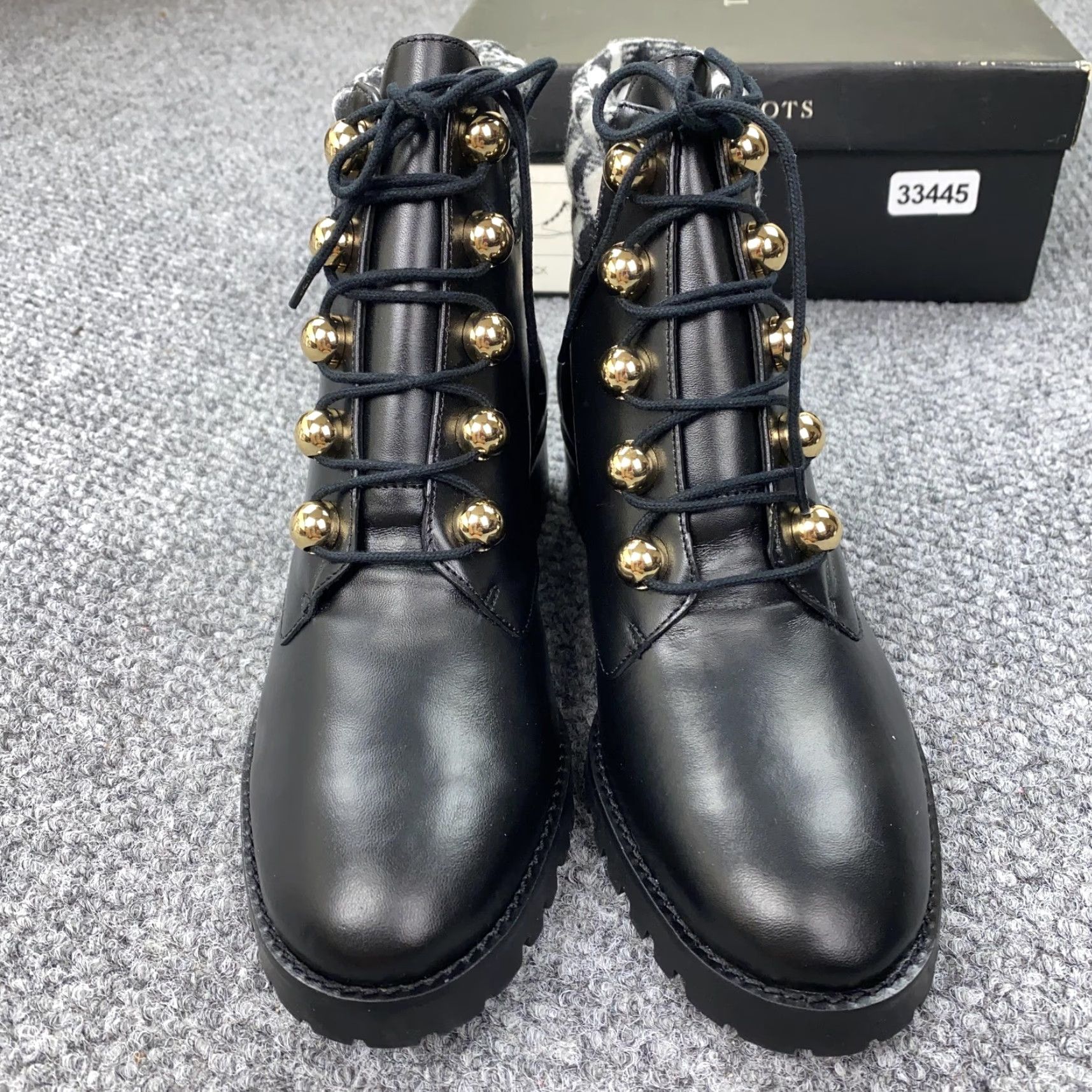 Talbots Talbots Boots Womens 7 Black Leather Combat Ankle Lug Sole Tish Metal Size US 7 / IT 37 - 3 Thumbnail