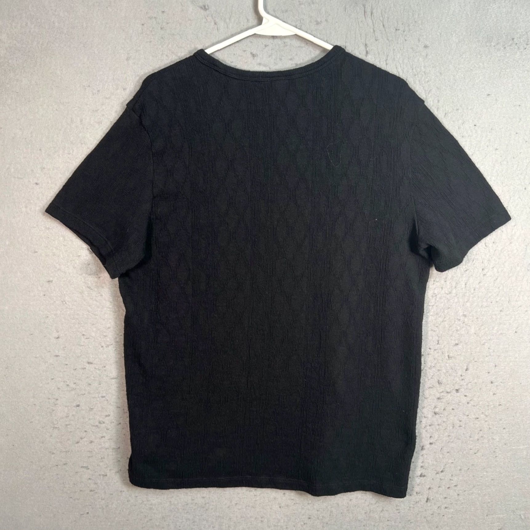 H&M H&M Slim Fit Black Textured T-Shirt Large Cotton Blend Size L / US 10 / IT 46 - 2 Thumbnail