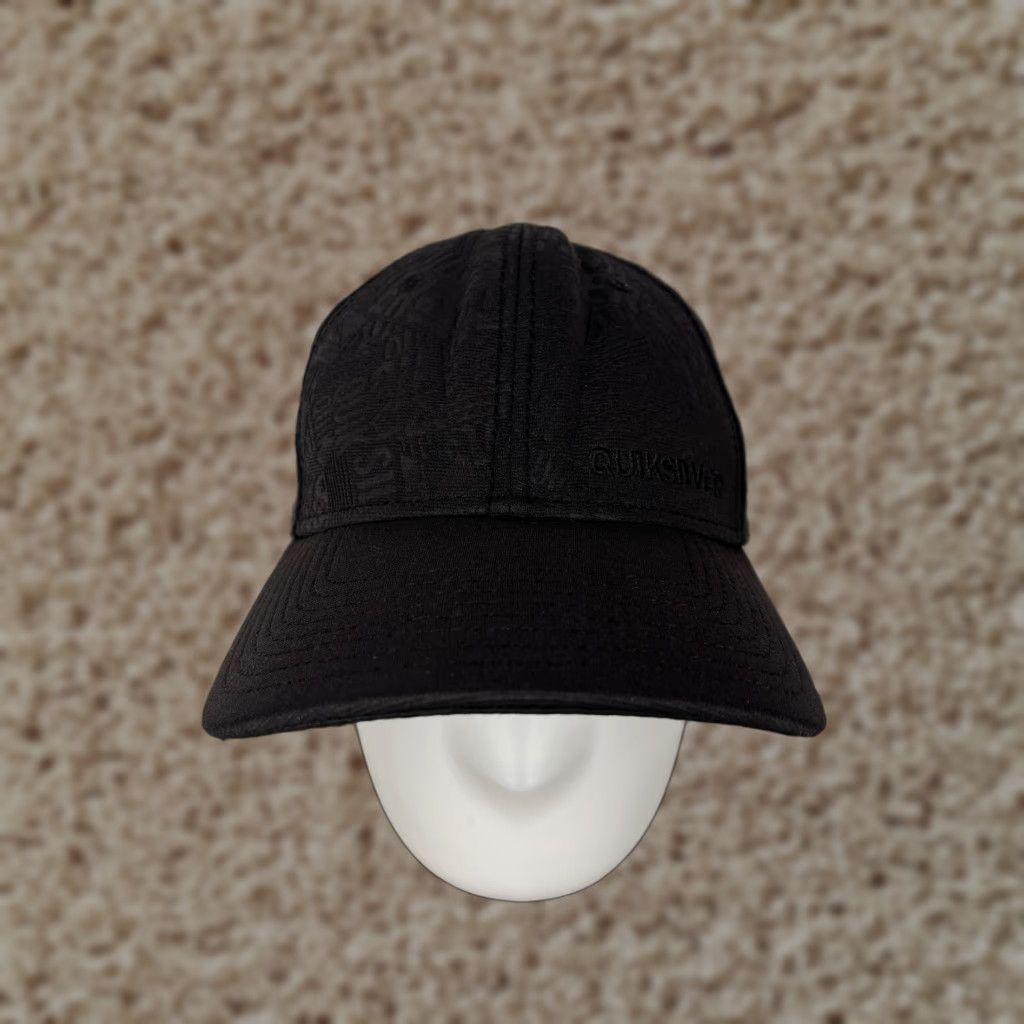 Quiksilver VINTAGE Quiksilver Hat Cap Snap Back Adult One Size Black New Era 39thirty Skate Surf 90s Mens Size ONE SIZE - 1 Thumbnail