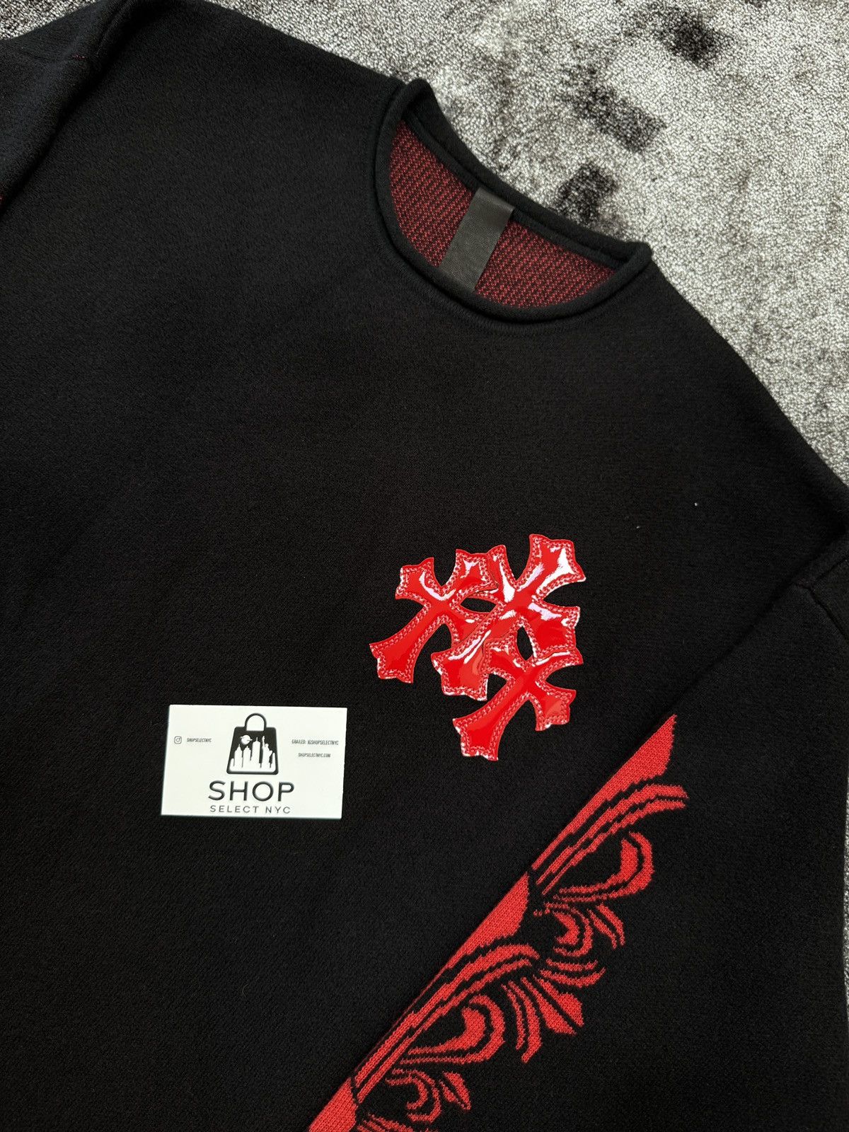 Chrome Hearts BRAND NEW CHROME HEARTS PATENT LEATHER CROSS PATCH CREWNECK Size US M / EU 48-50 / 2 - 2 Thumbnail