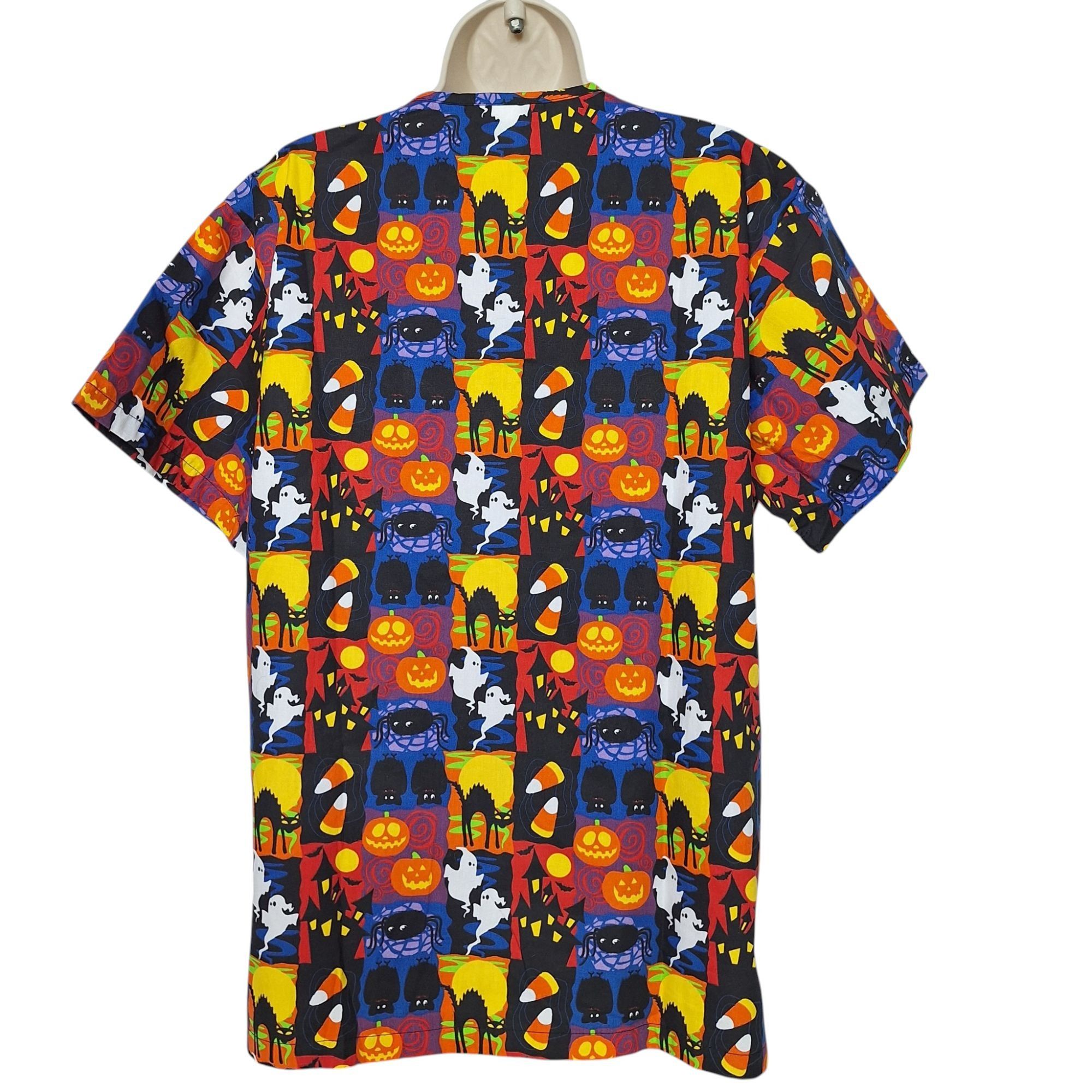 Other Med+Wear Halloween Scrub Top Med Spooky Ghost Pumpkin Cat Ba Size M / US 6-8 / IT 42-44 - 3 Thumbnail