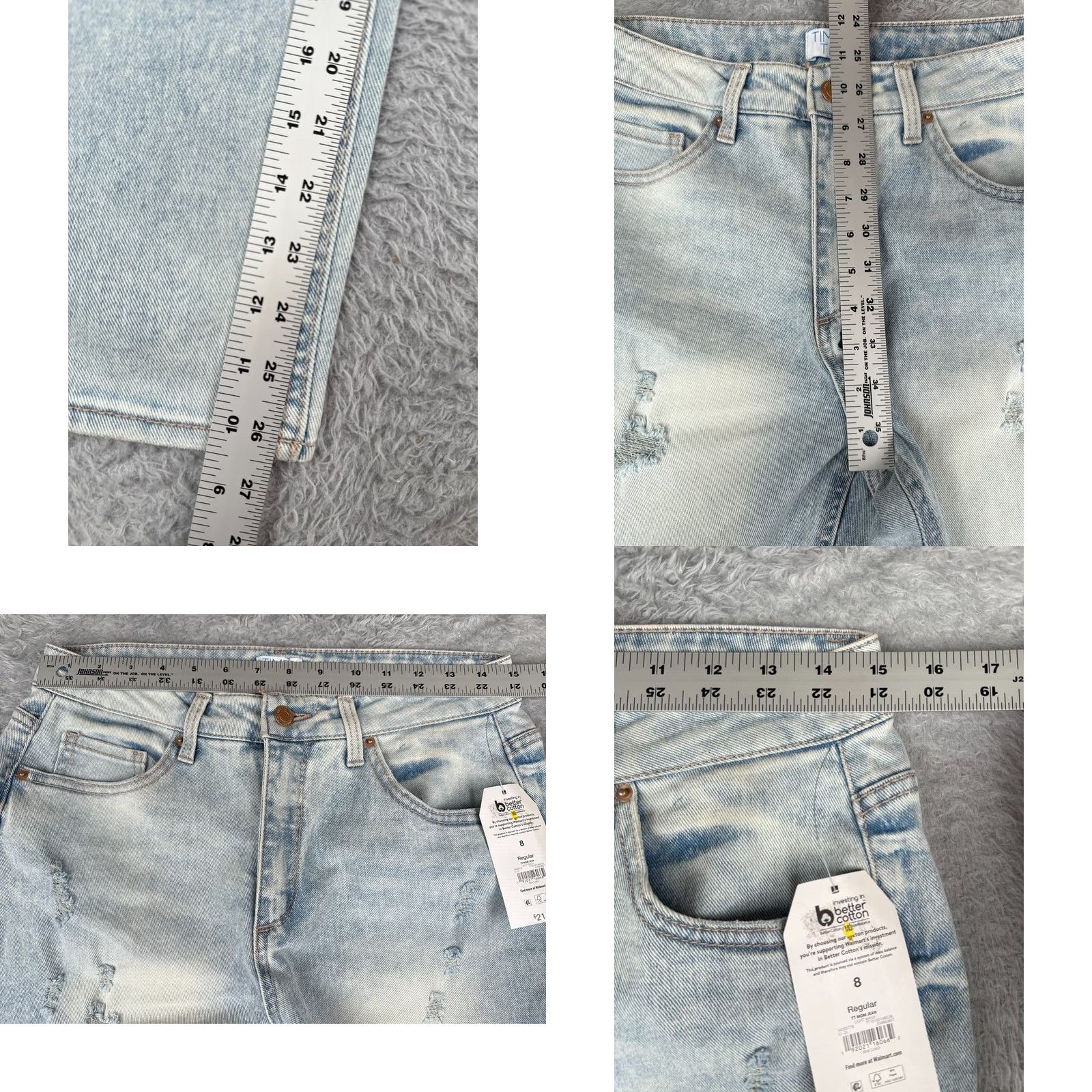 Vintage Time And Tru Jeans Womens 8 Blue Skinny Mom Distressed Light Wash 29x27 NEW Size 30" / US 8 / IT 44 - 8 Thumbnail
