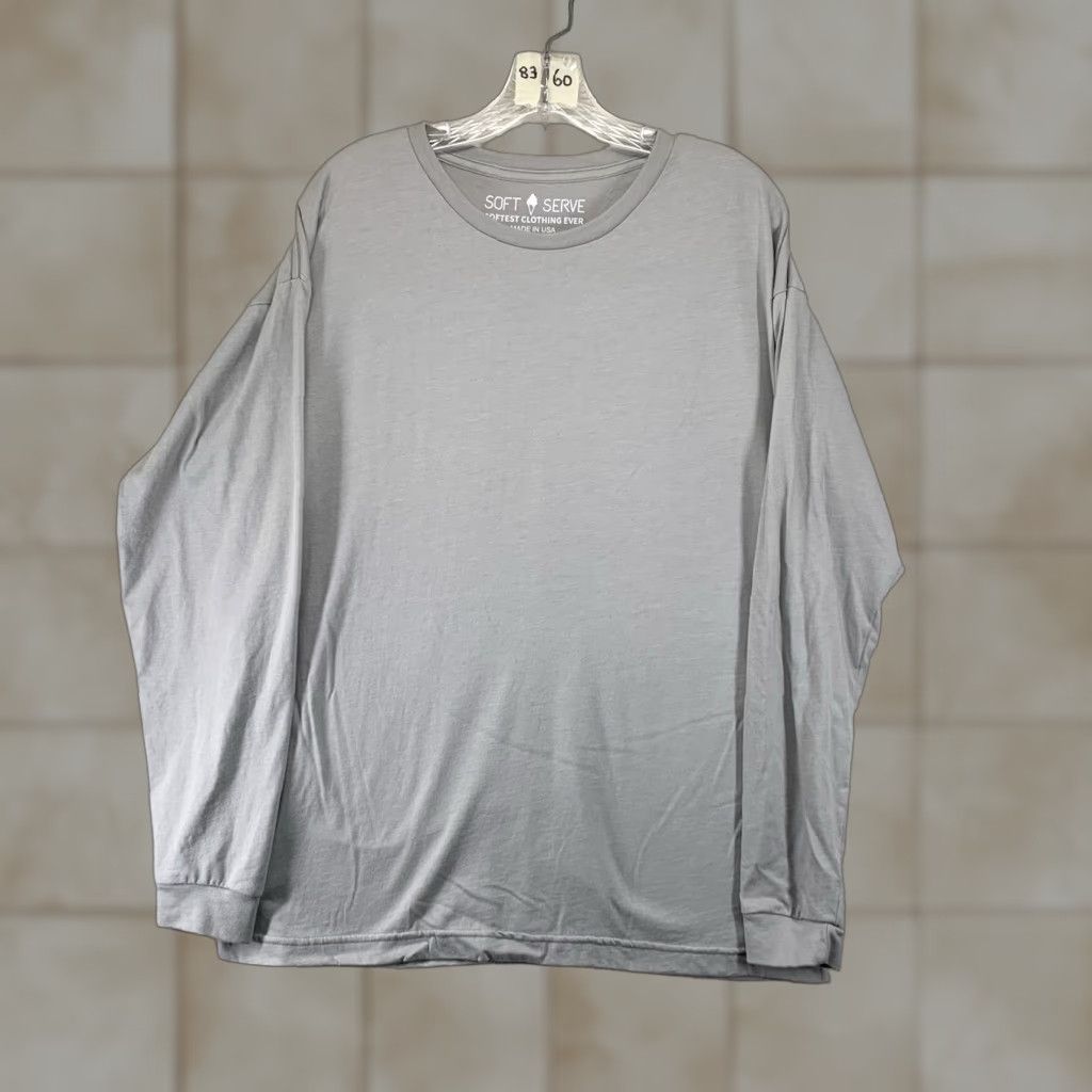 Vintage Soft Serve Gray Long Sleeve T-Shirt XL Organic Cotton Casual Top Womens Size XL / US 12-14 / IT 48-50 - 1 Thumbnail