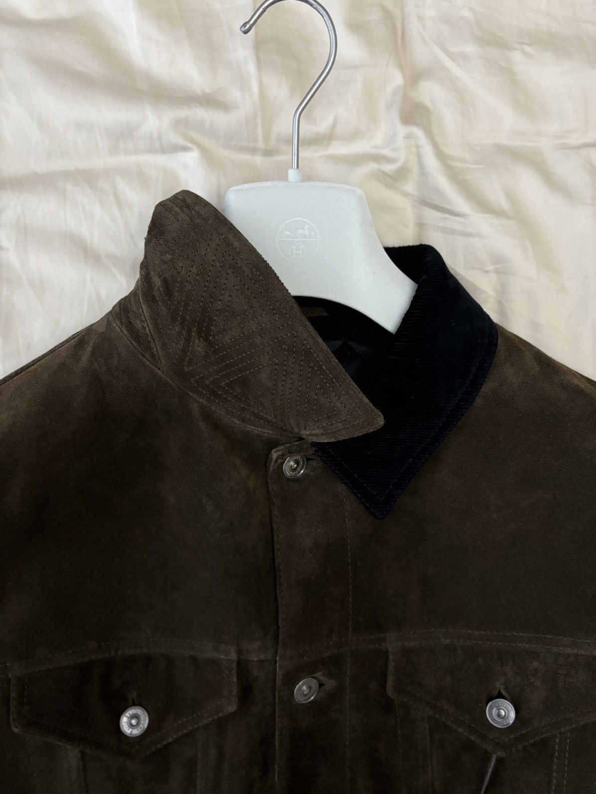Berluti FW17 Brown Suede jacket with corduroy collar Size US XL / EU 56 / 4 - 4 Thumbnail
