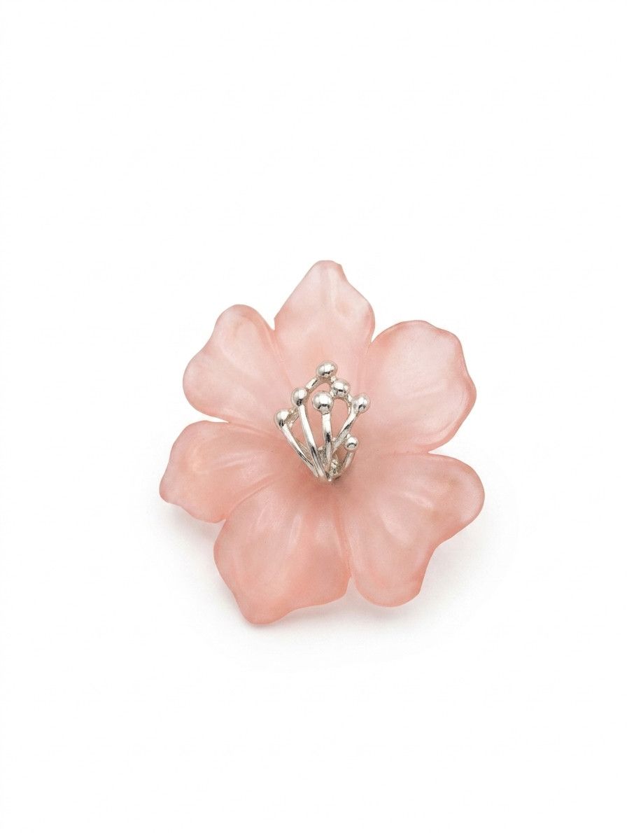 Other Vintage Frosted Pink Resin Flower Brooch Size ONE SIZE - 1 Thumbnail
