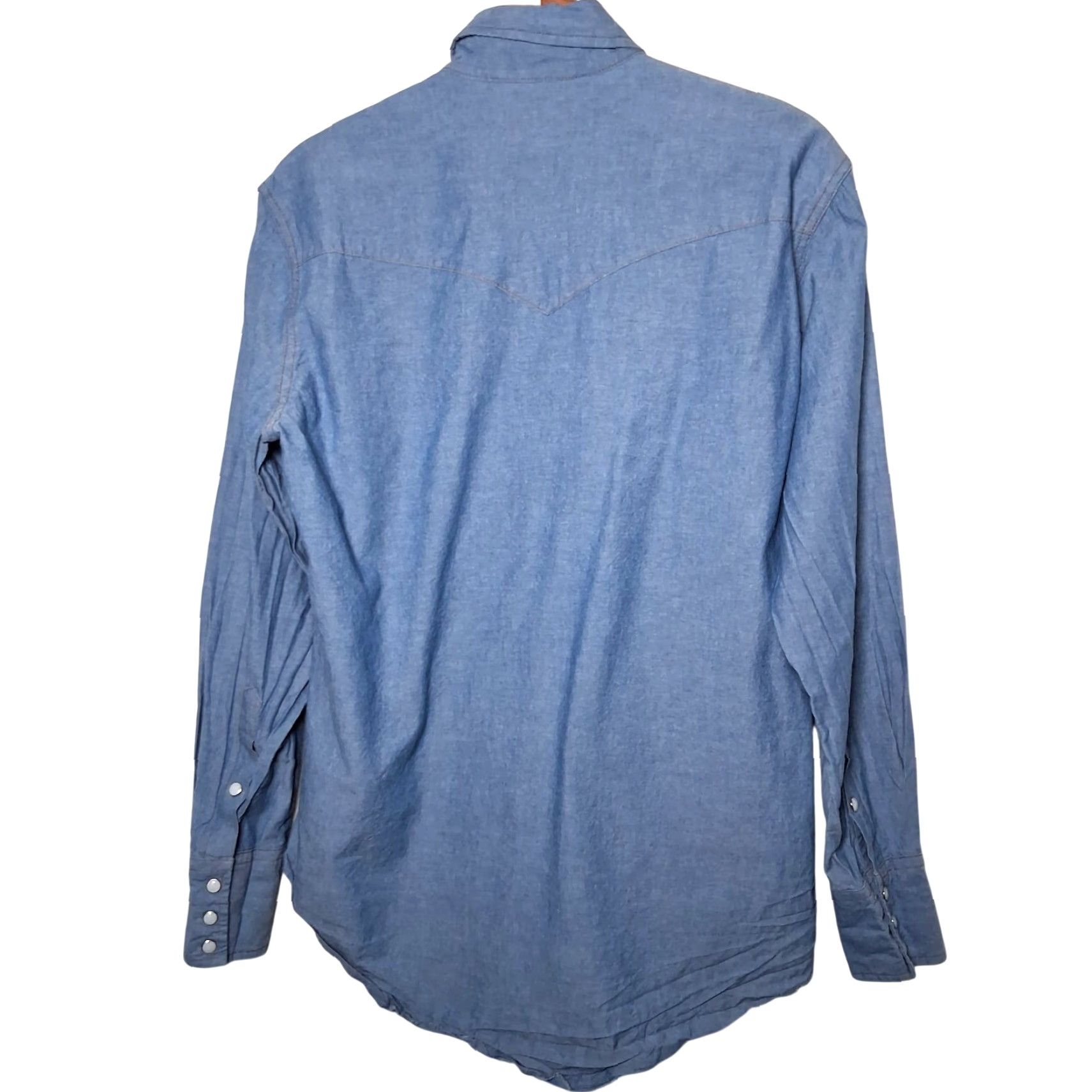Wrangler Wrangler Pearl Snap Shirt Men M Blue Chambray Western Wear Button-Up Shirt Size US M / EU 48-50 / 2 - 3 Thumbnail