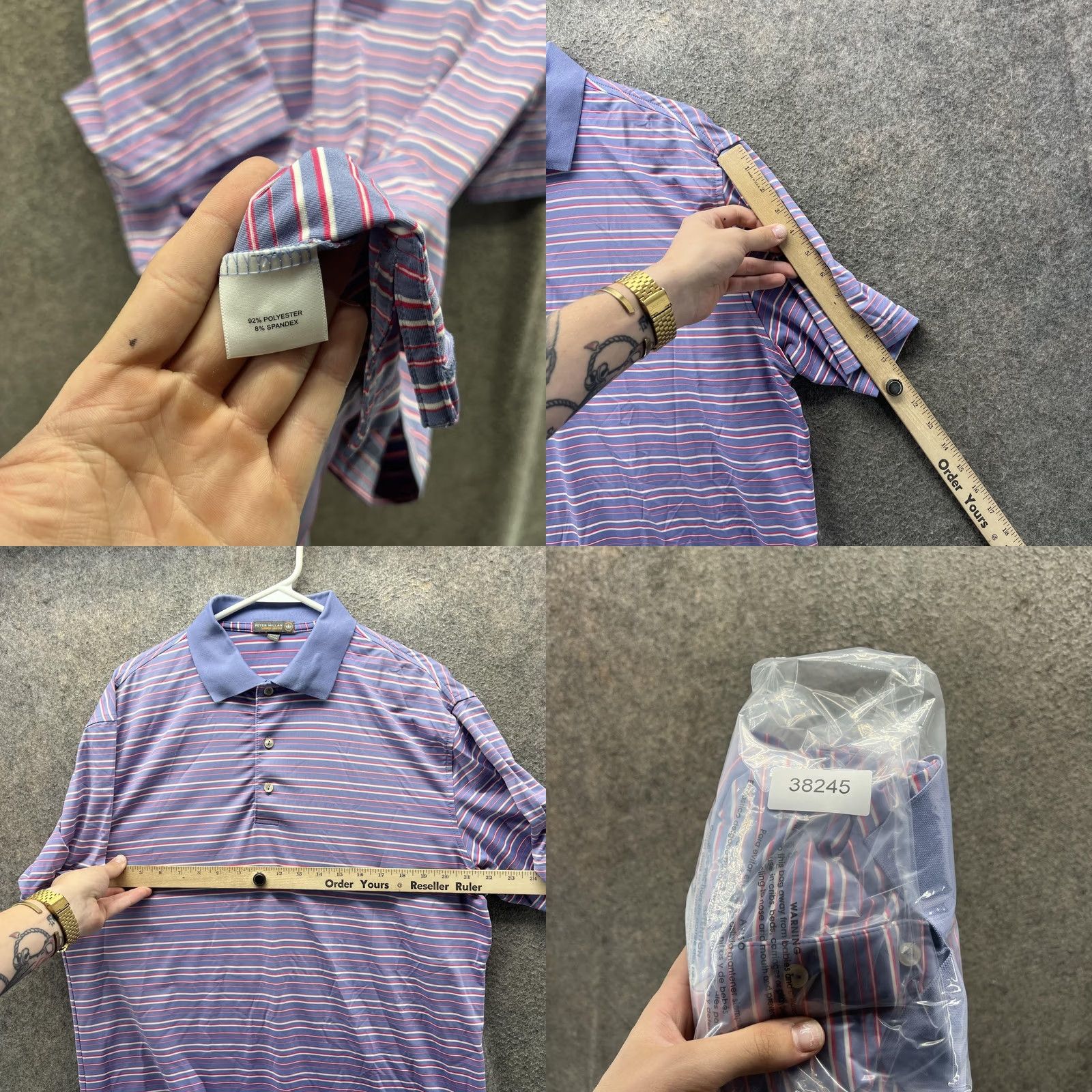 Peter Millar VINTAGE? (No) Peter Millar Polo Shirt Mens M Purple Stripe Summer Comfort Stretch Golf Shirt Mens Medium Purple Stripe Polo for Golf Size US M / EU 48-50 / 2 - 8 Thumbnail