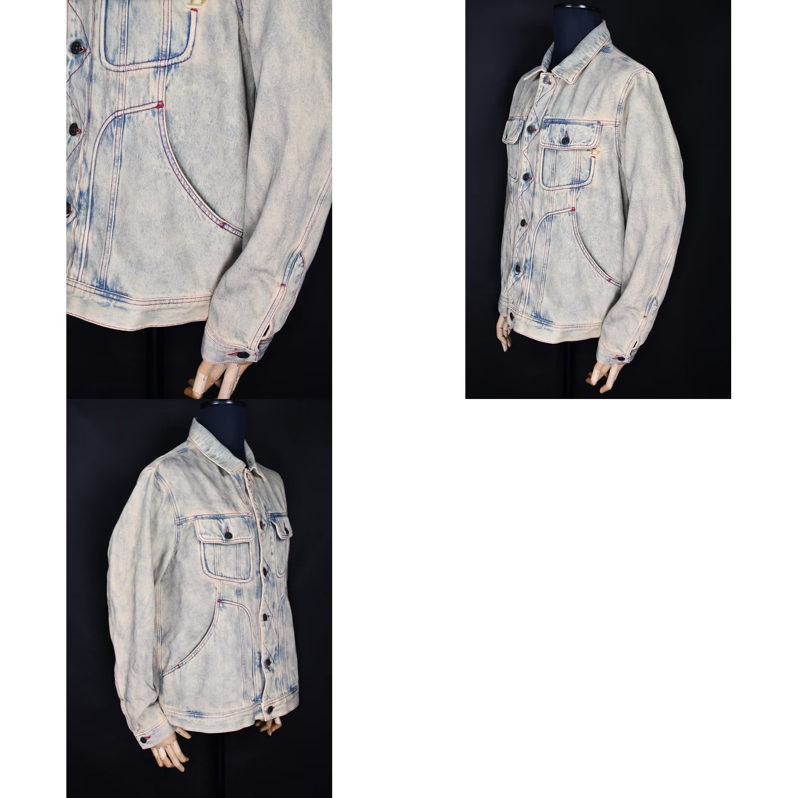 Diesel DIESEL C-L-D-Riley Marbled Trucker Denim Jacket Men's L Casual Cotton Denim Jacket Blue 100% Cotton Regular Size L Mens Size US L / EU 52-54 / 3 - 9 Thumbnail