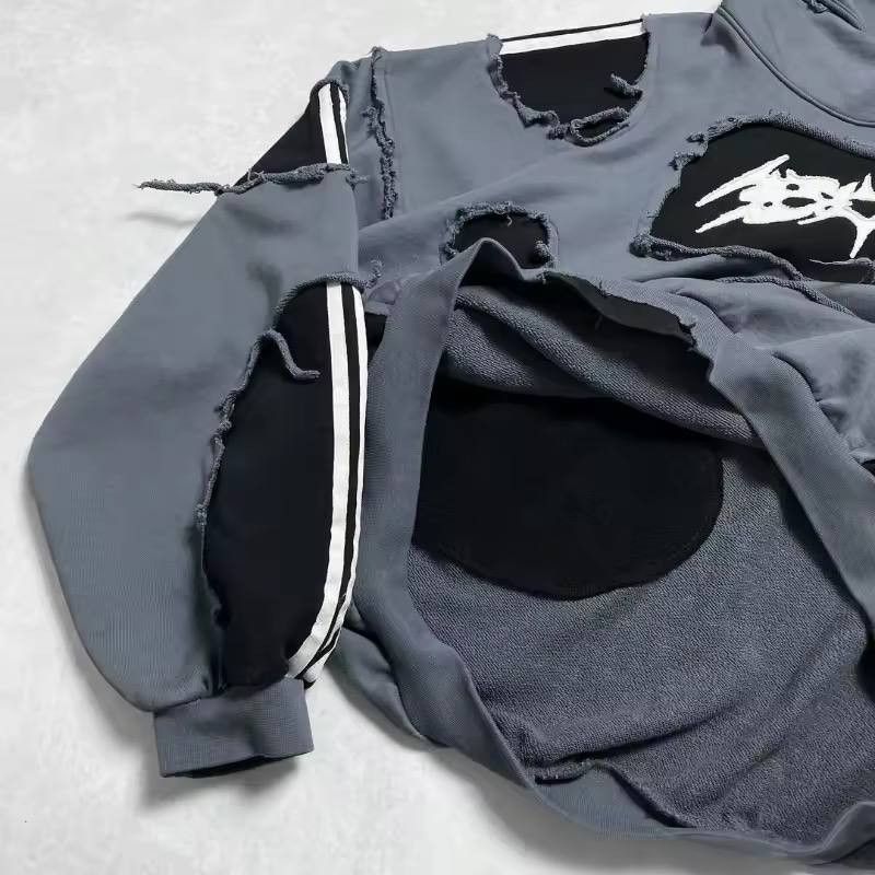 Japanese Brand × Vintage rough cut patchwork hooded sweatshirt Size US XL / EU 56 / 4 - 4 Thumbnail