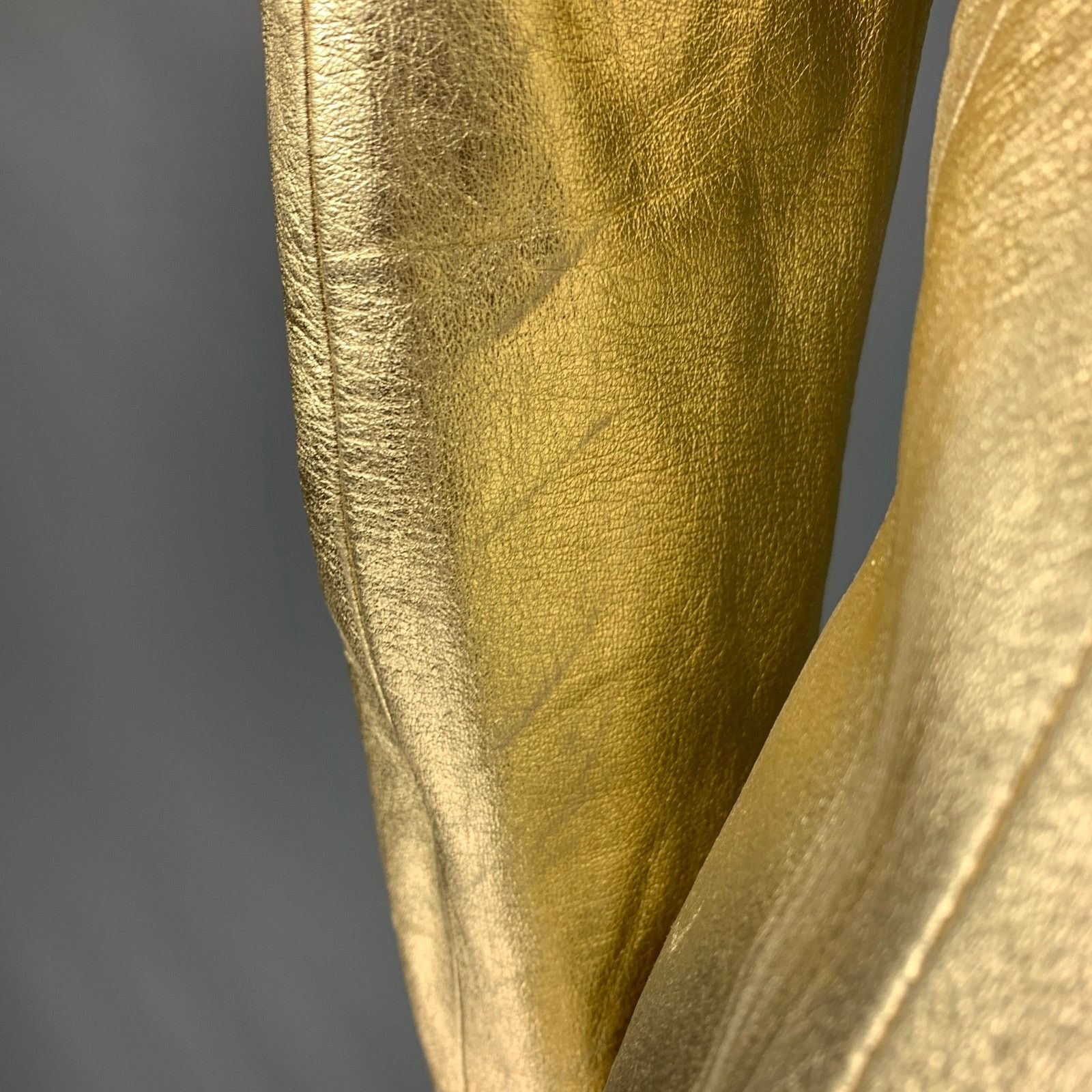 Blumarine BLUMARINE Size 8 Gold Leather Metallic Lambskin Jacket Size M / US 6-8 / IT 42-44 - 4 Thumbnail