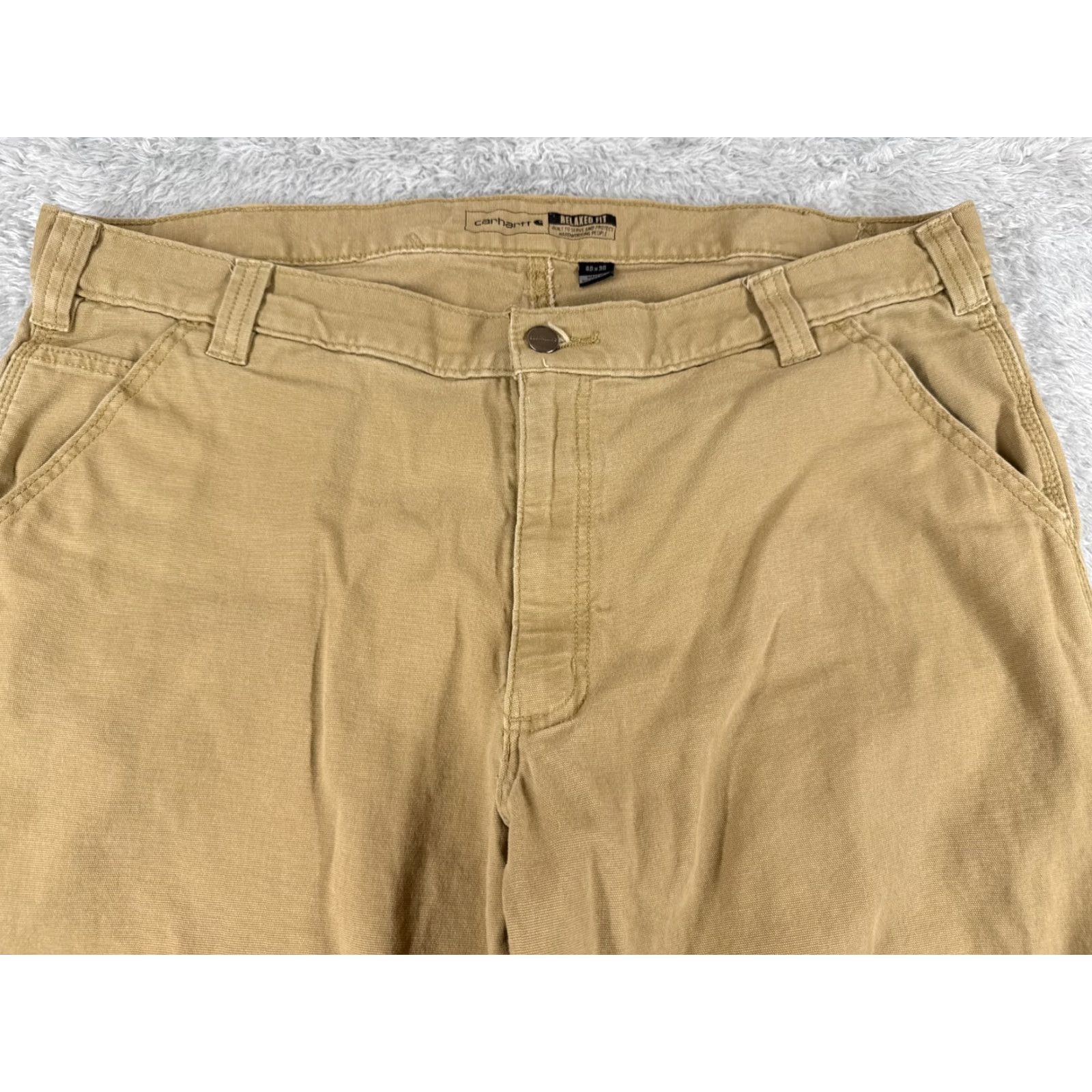 Carhartt VINTAGE Carhartt Pants Men 40 Beige Rip-Stop Cargo Relaxed Fit Rugged Flex Cotton Blend Size US 40 / EU 56 - 4 Thumbnail