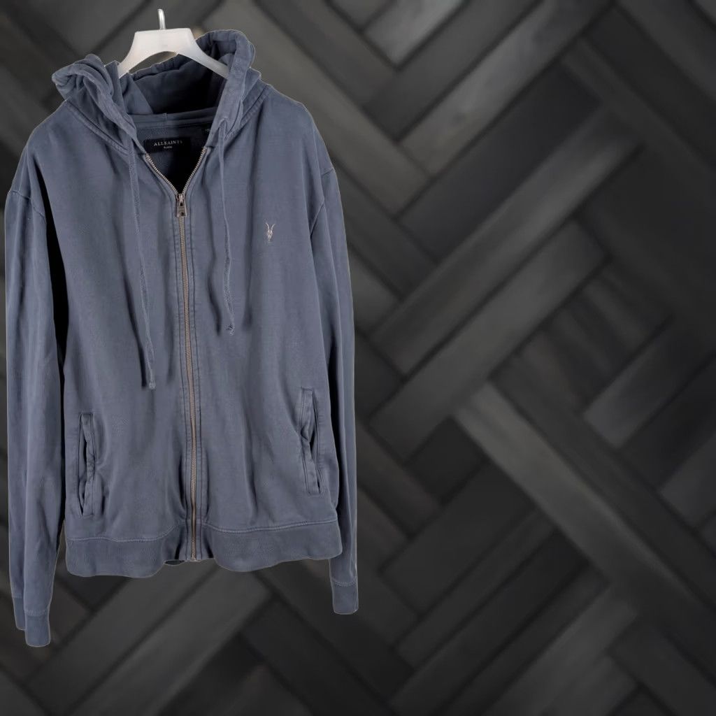Allsaints AllSaints Aven Zip Hoody Ramskull Logo Slate Blue Large Organic Cotton Mens Hoodie Size US L / EU 52-54 / 3 - 1 Thumbnail