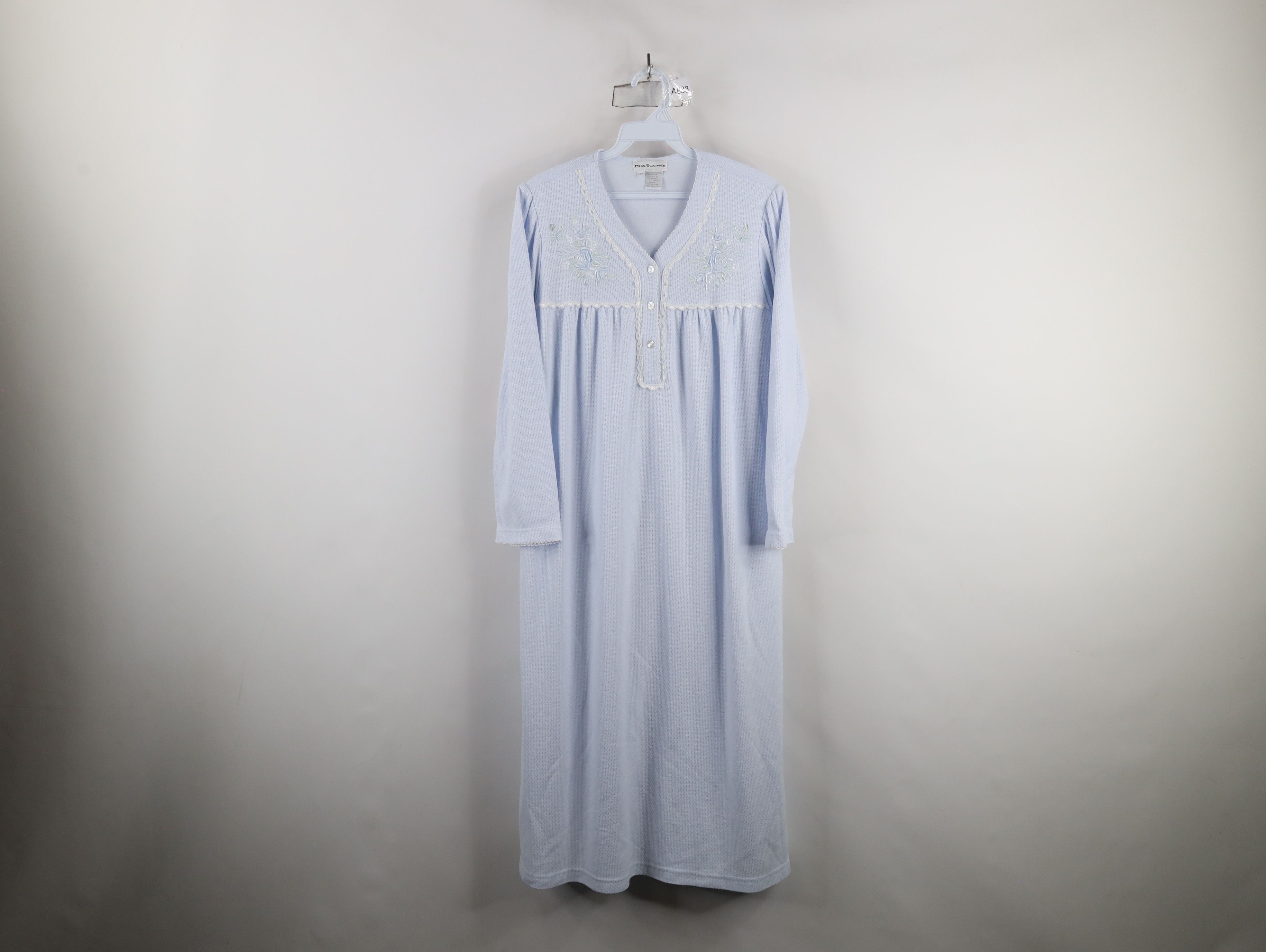 Vintage Vintage 90s Miss Elaine Lace Thermal Long Sleeve Night Gown Size M / US 6-8 / IT 42-44 - 1 Thumbnail