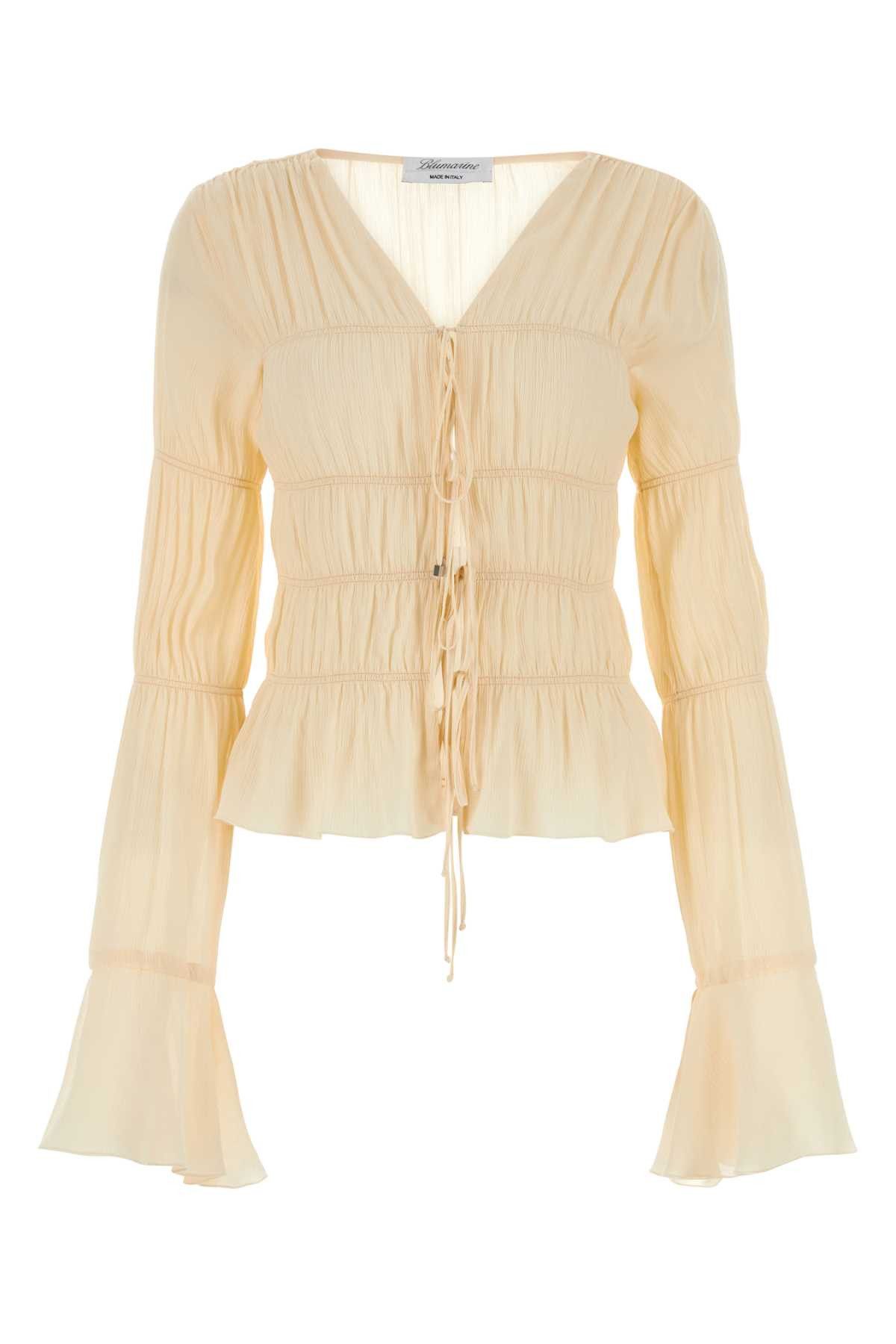 image of Blumarine Sand Crepe Top in Beige O Tan, Women's (Size Medium)