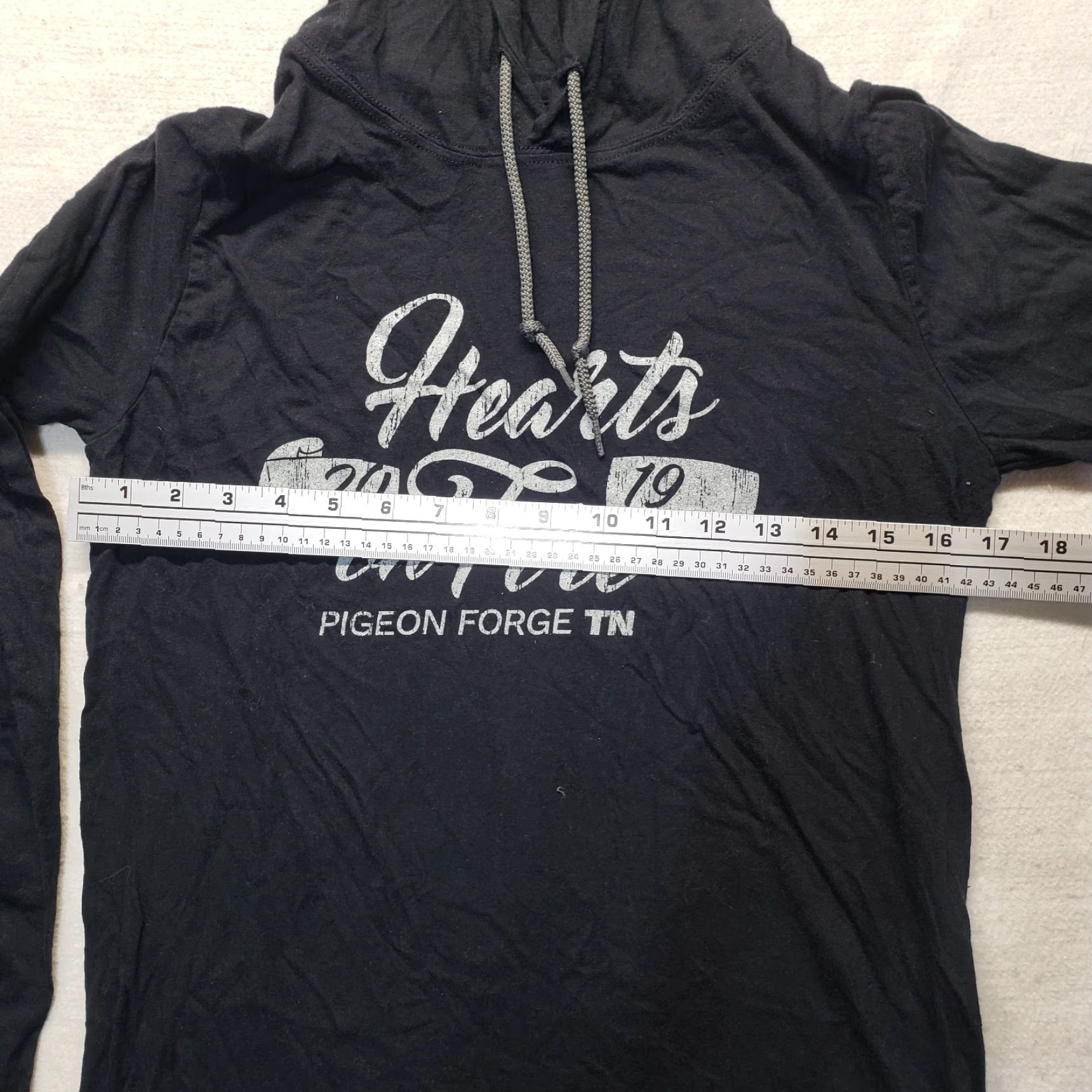Vintage Hearts on Fire Hoodie Sweater Unisex Adults S Gray Lightweight Cotton Small 90s? Size US S / EU 44-46 / 1 - 3 Thumbnail