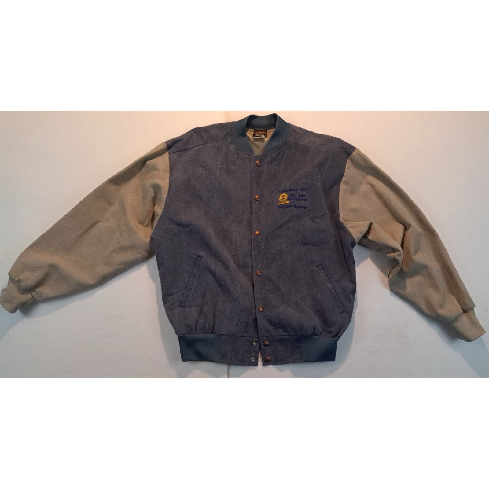 Ford Ford Motor Co. 30 YR Anniversary Full Button Bomber Jacket Men L Blue United States Union Made UAW Local 600 Nemesis USA Size US L / EU 52-54 / 3 - 2 Thumbnail