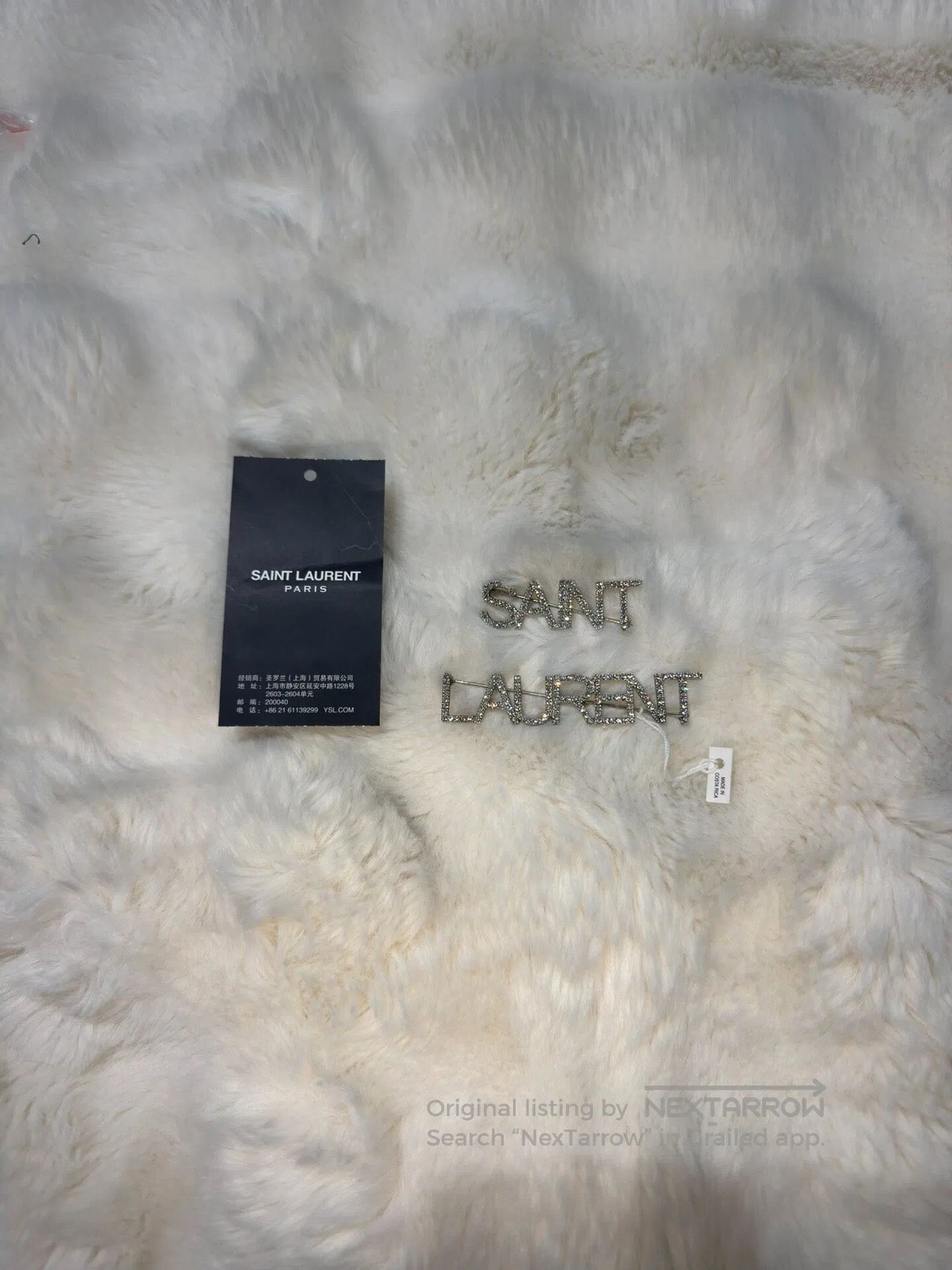 Saint Laurent Paris Saint Laurent Paris Crystal Logo Double Brooch| Size ONE SIZE - 1 Thumbnail