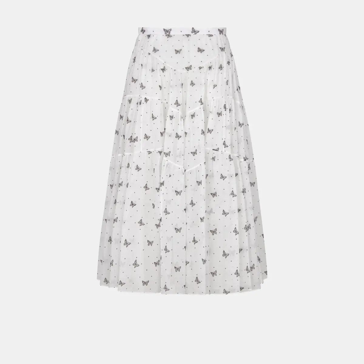 Dior o1w1db10225 Butterfly Cotton Skirt in White Size 28" / US 6 / IT 42 - 2 Thumbnail