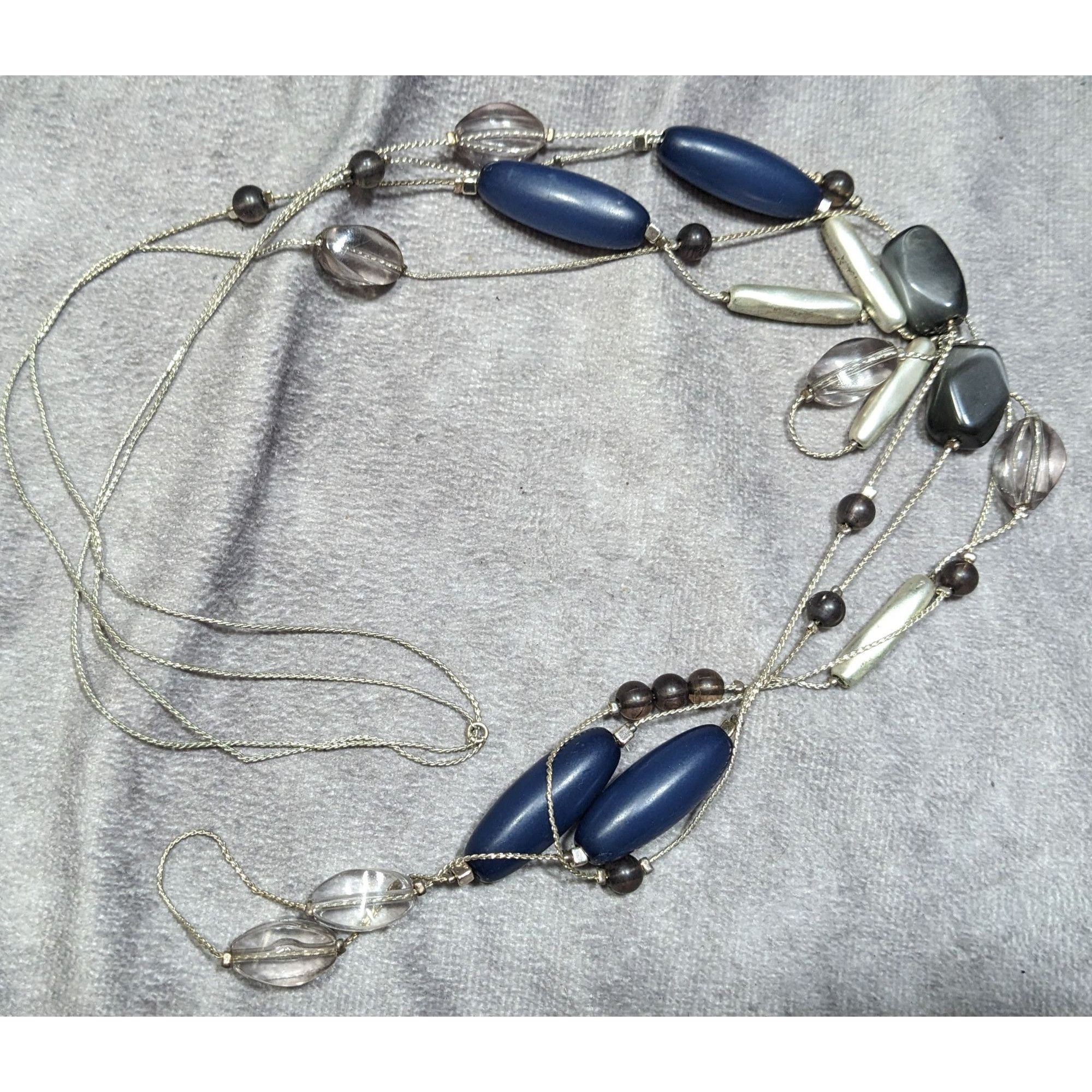 Other Multi-Strand Beaded Necklace With Blue Silver & Clear Beads Size ONE SIZE - 5 Thumbnail
