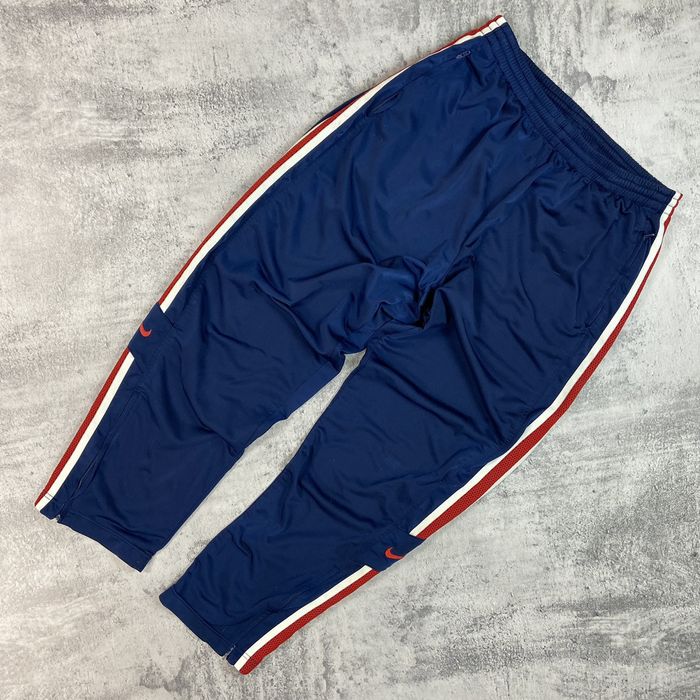 Navy + Red Striped Nike Track Pants - 1990's