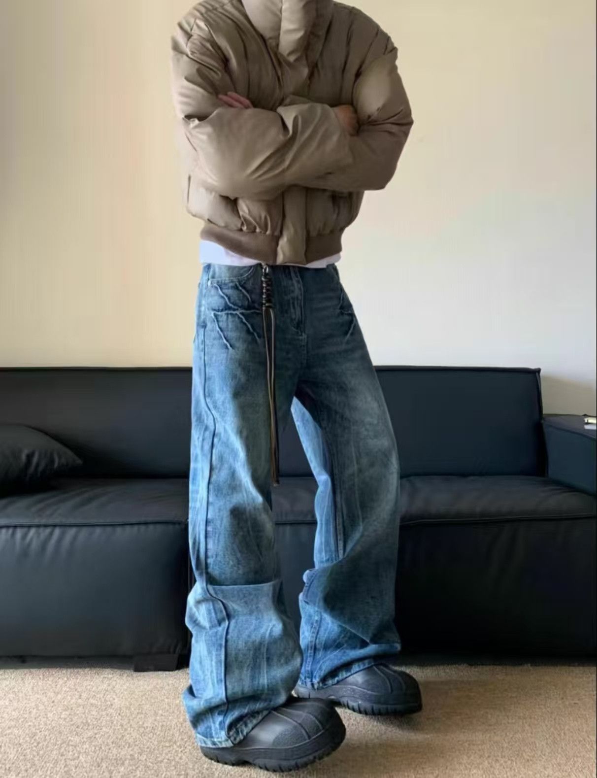 Japanese Brand × Jean American retro washed lightning straight wide-leg jeans Size US 32 / EU 48 - 1 Thumbnail