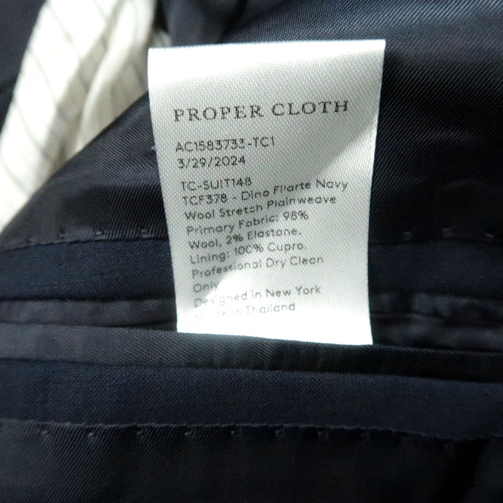 Proper Cloth Proper Cloth Blazer Mens 42R Blue Wool Made To Measure Custom Stretch Jacket Size 42R - 4 Thumbnail