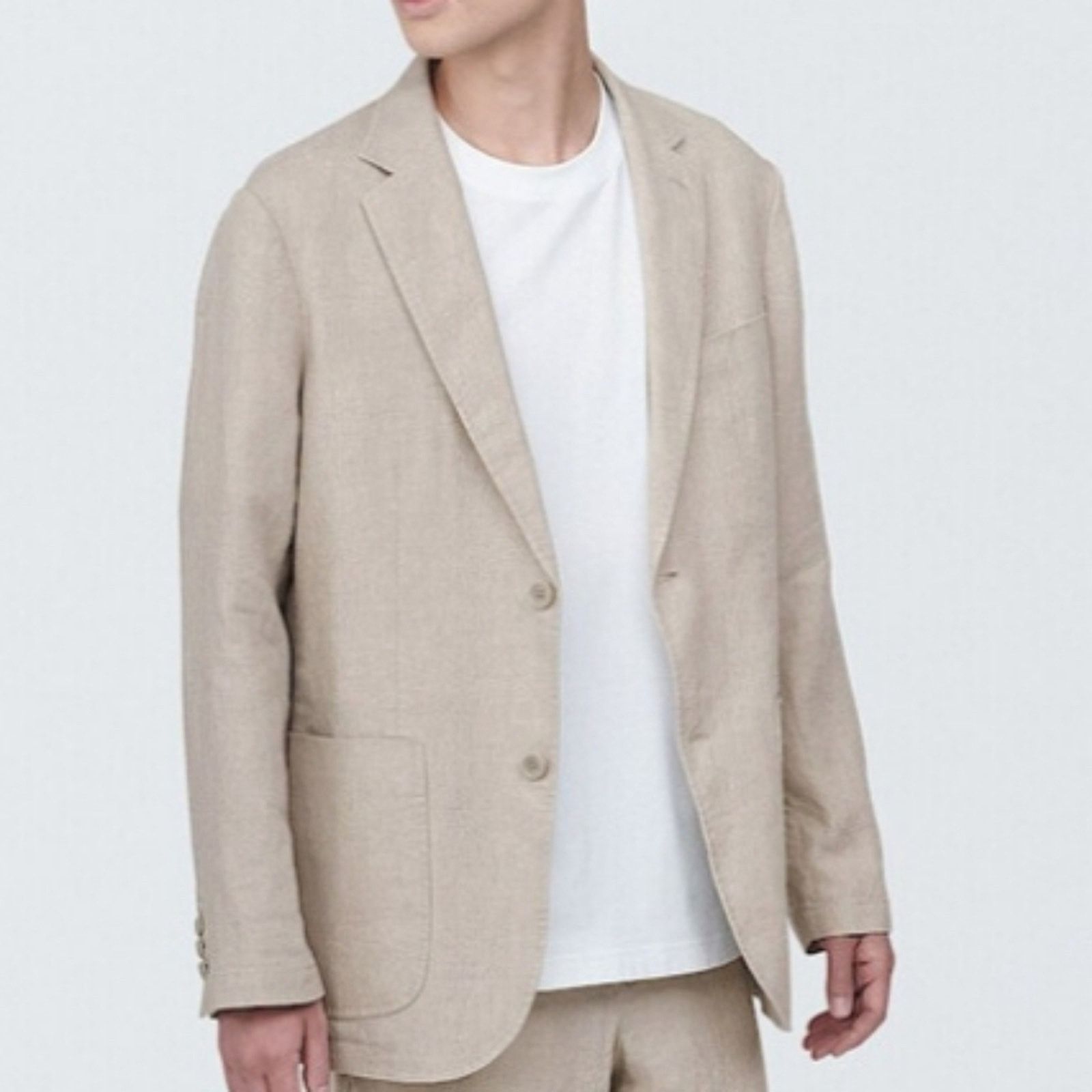 Muji MUJI JACKET, 100% LINEN, COLOR NATURAL,MEN L, RETAIL $119.90 Size US L / EU 52-54 / 3 - 2 Thumbnail