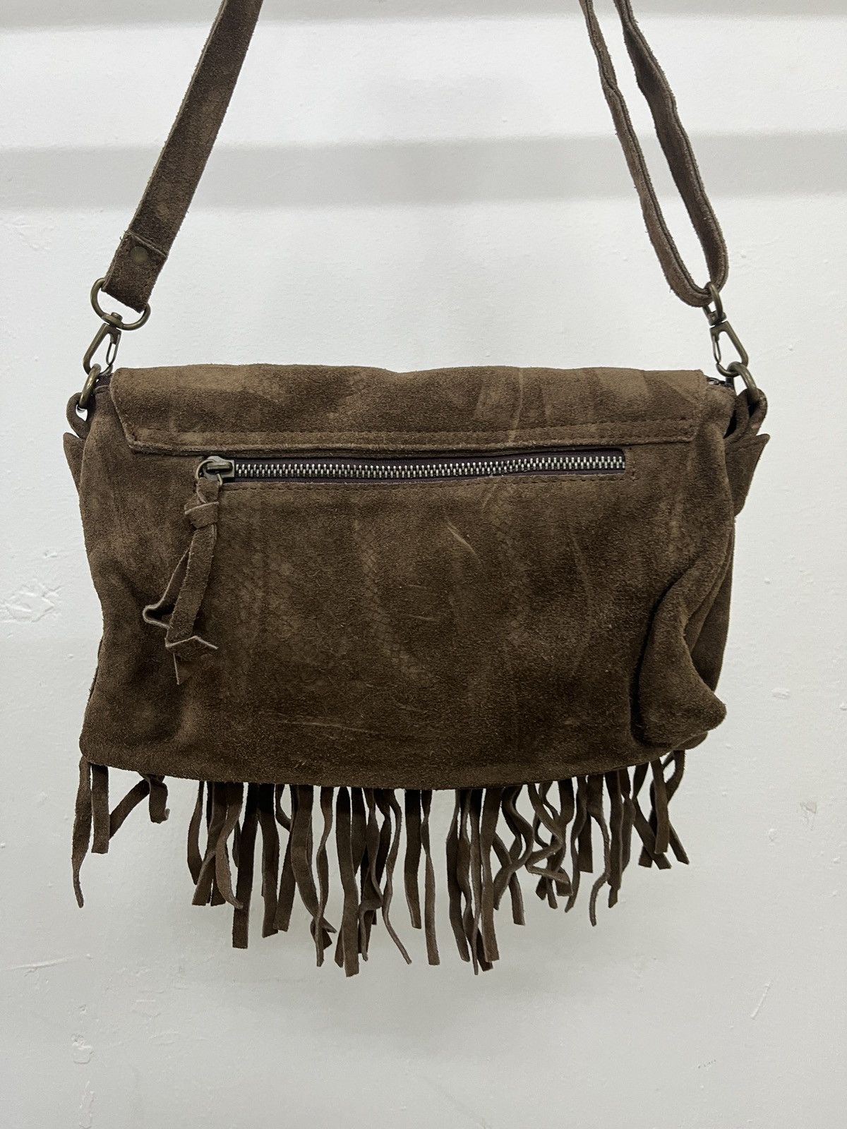 GOA 2000s GOA Fringe Brown Cowhide Suede Leather Sling Bag Size ONE SIZE - 11 Thumbnail